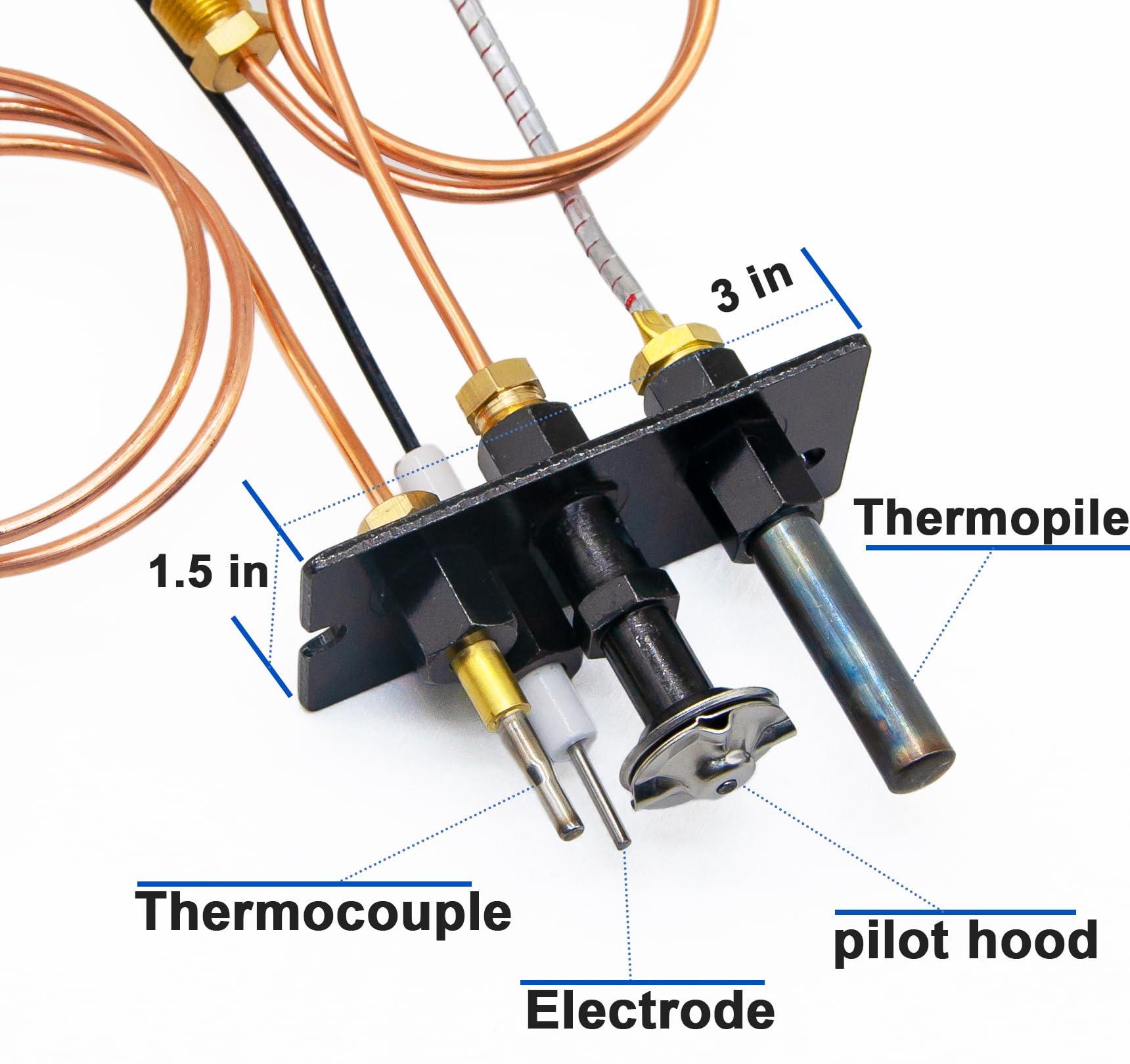 Propane And Natural Gas Pilot Assembly Replaces 10002265 10002264, Lp Ng 3 Way Pilot Replacement For Majestic,Temco,Vermont Cast