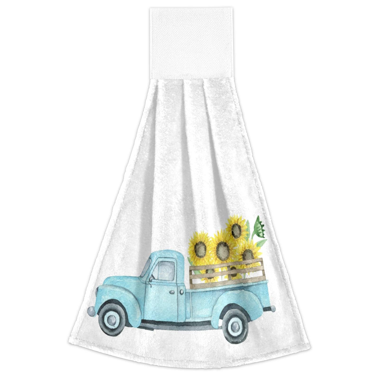 Boccsty Sunflower Blue Truck Turquoise Hanging Kitchen Towels 2 Pieces Spring Dish Towel Tie Towels Hand Towel Tea Bar Towels Fo