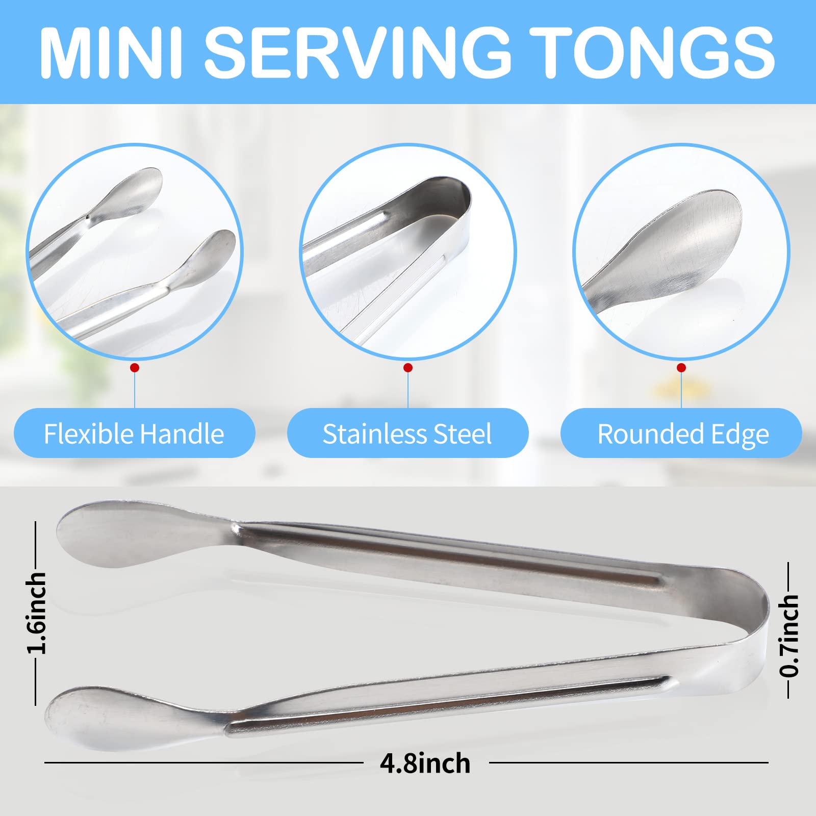 18Pcs Mini Tongs For Appetizers, 5Inch Serving Tongs, Ice Tongs Appetizer Tongs, Small Tongs For Serving Food, Kitchen Utensils