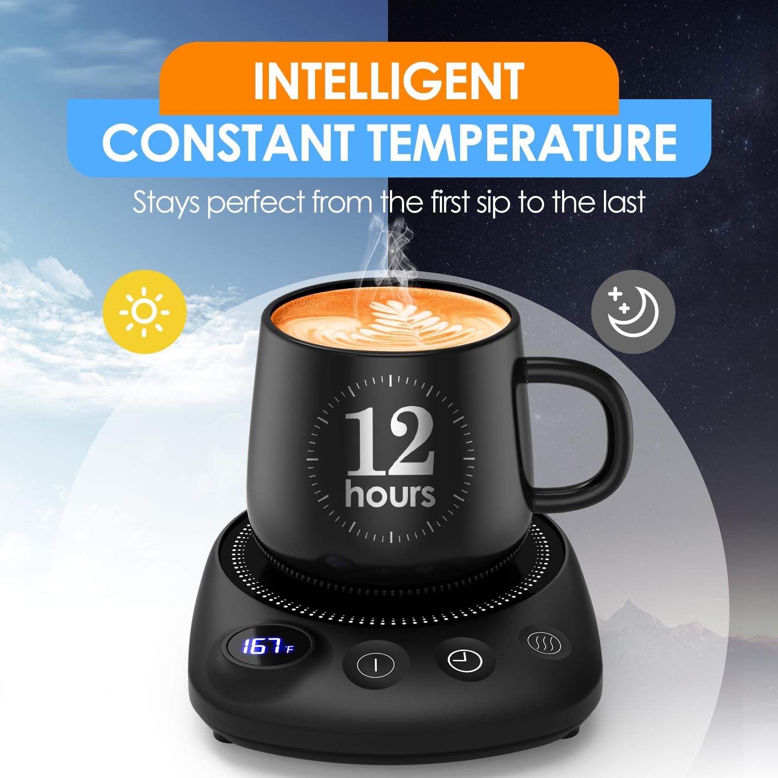 KitchekShop Coffee Mug Warmer - Fast Heating Beverage Warmer with 4 Temp Settings, Auto Shut Off, Black