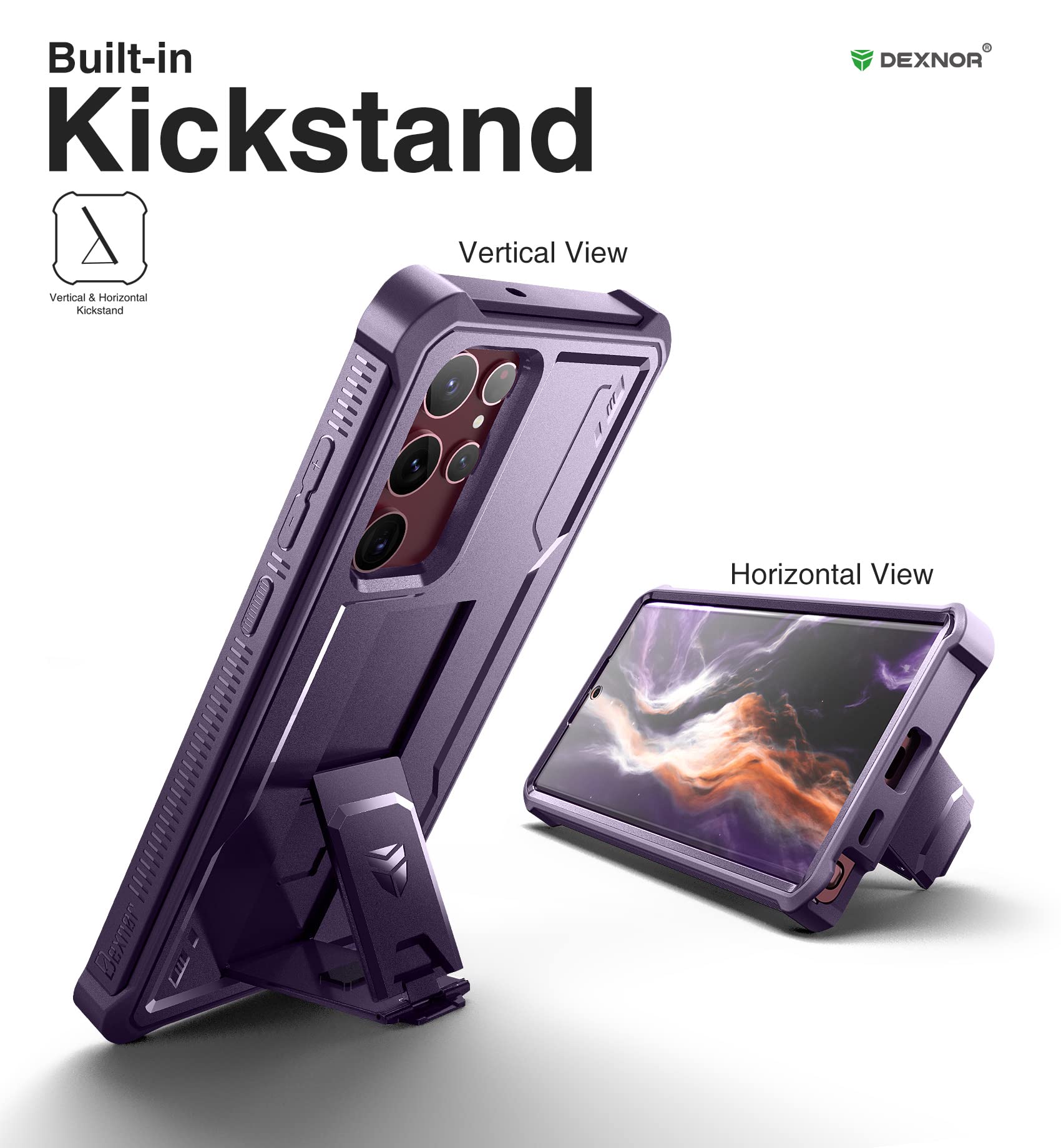 Dexnor For Samsung Galaxy S22 Ultra Case, Built In Screen Protector And Kickstand] Heavy Duty Military Grade Protection Shockpro