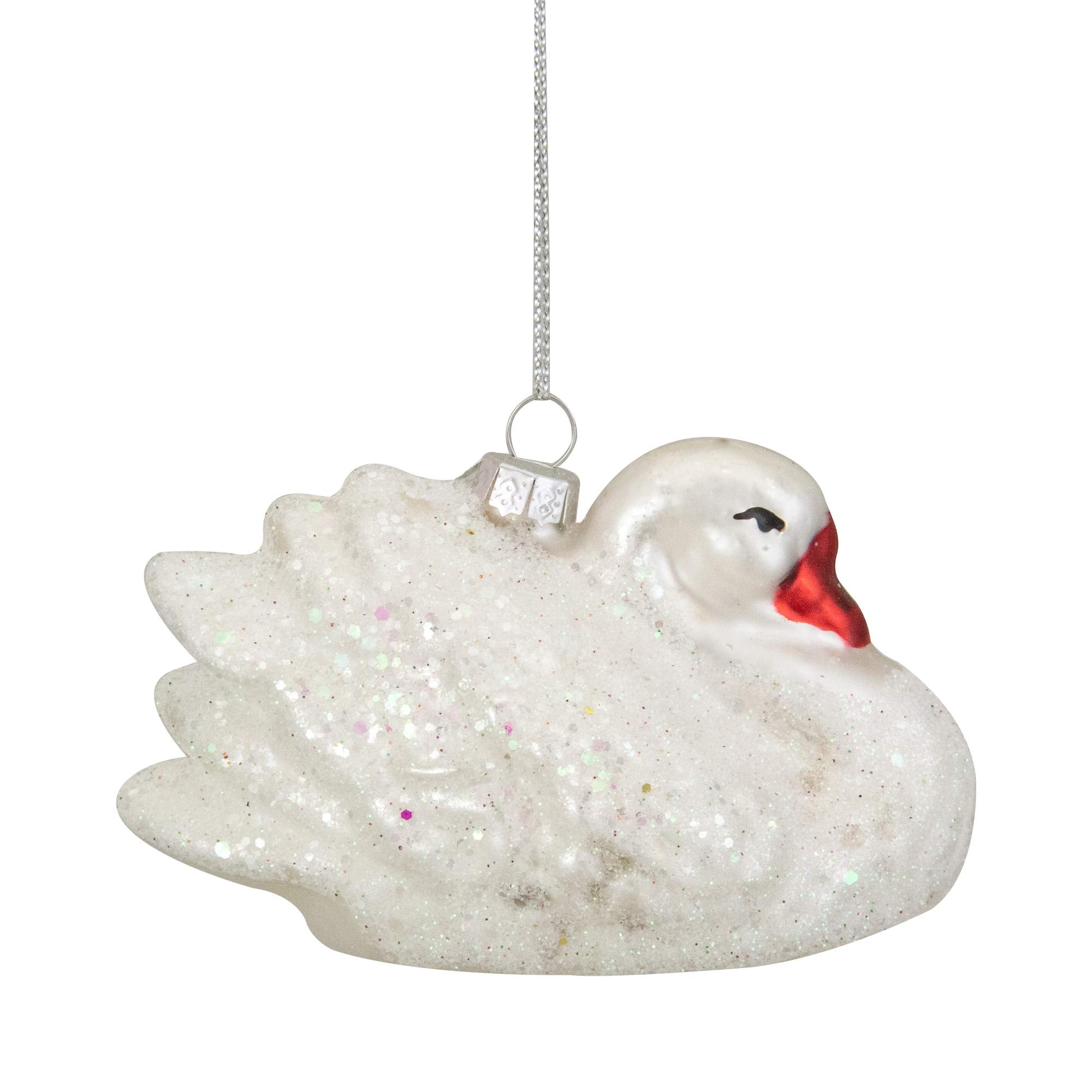 3.75 White Iridescent Glass Swan Christmas Ornament