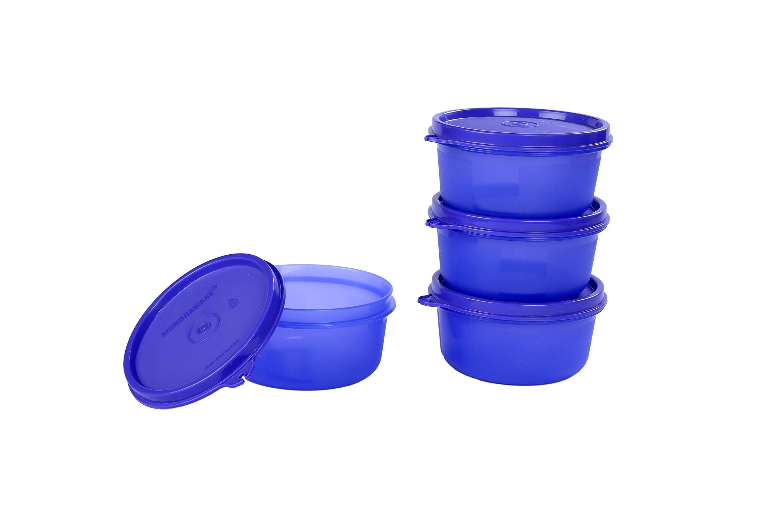 Signoraware Executive Round Medium Plastic Container Set, 310Ml, Set Of 4, Deep Violet