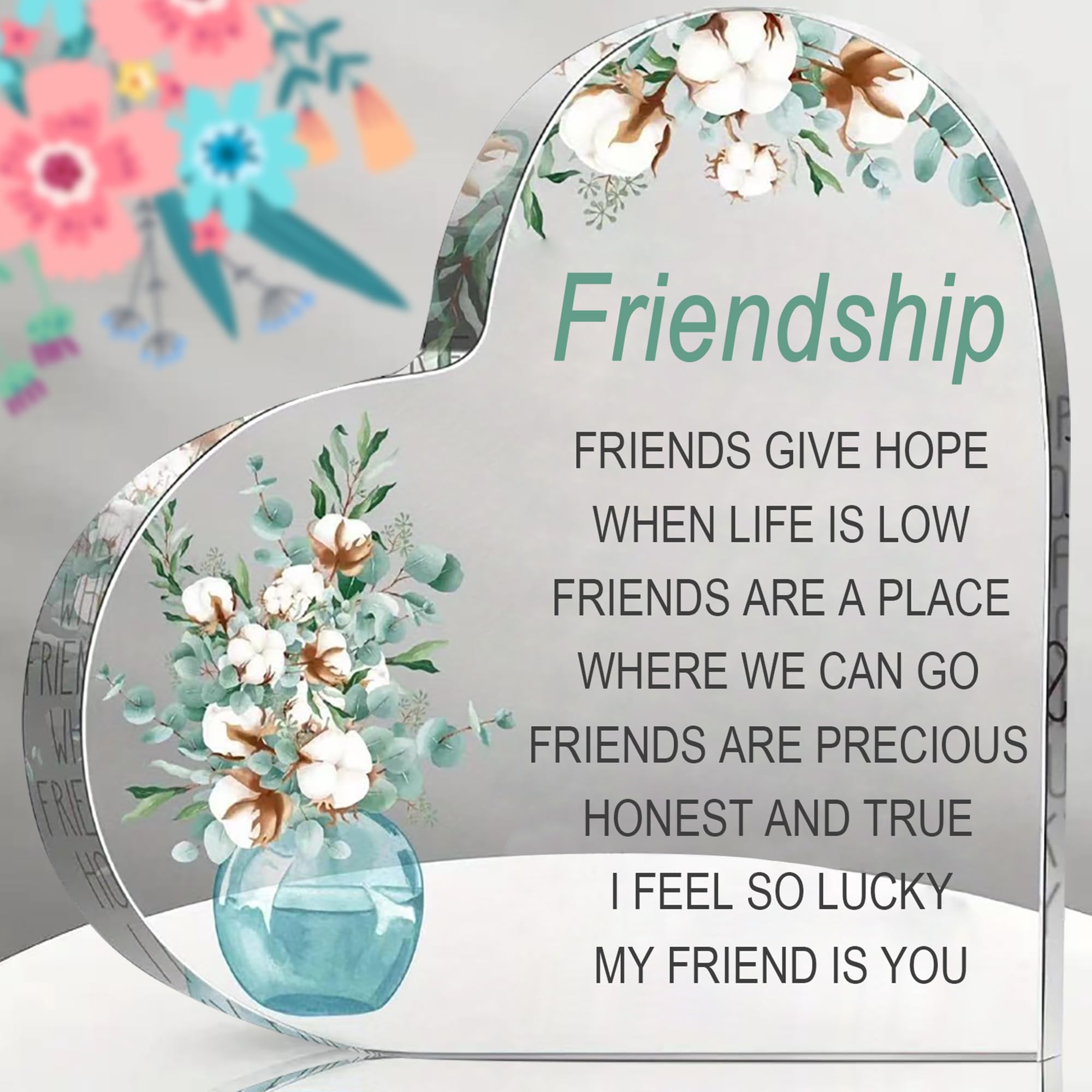 Gift for Friends, Friend Gifts, Friendship Birthday Gifts, Bff Gifts, Acrylic Heart Shape For Friendship Keepsake, Bestie Friend