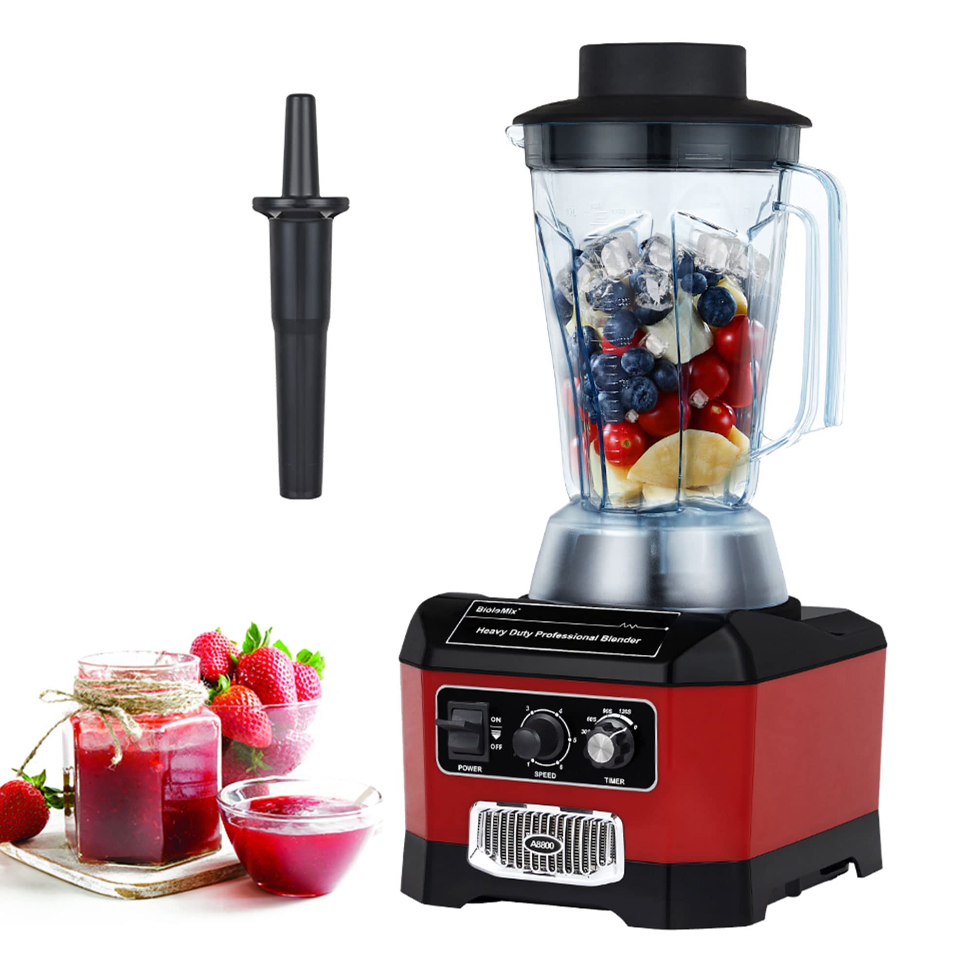 Biolomix Heavy Duty Commercial Blender,2200W 60Oz Professional Kitchen Blender For Smoothies,Shakes,Ice And Frozen Fruit,Optiona