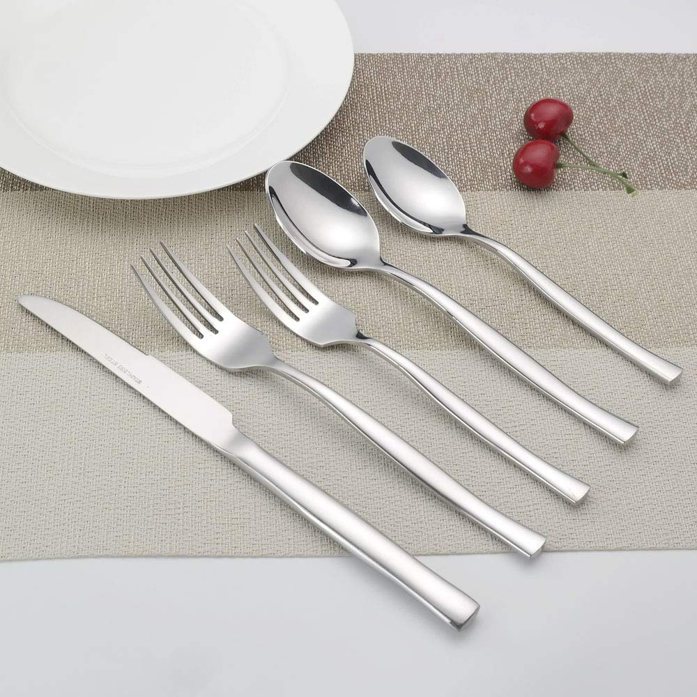 Qskely 40 Pieces Stainless Steel Flatware Cutlery Silverware Set, Service For 8