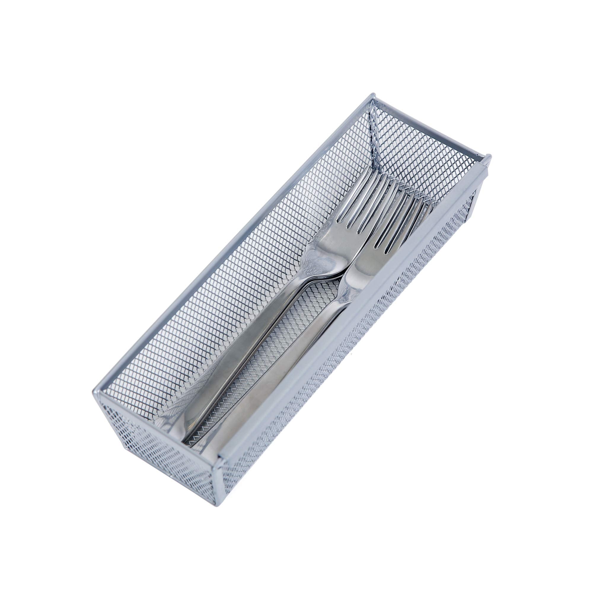 Smart Design Drawer Organizer - (9 X 3 Inch) - Steel Metal Mesh Tray - W/ Interlocking Arm Connection - Utensils, Silverware, Or