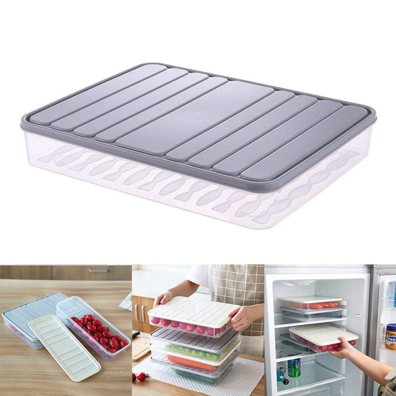 Dmdent Fridge Storage Boxes, Fridge Organiser, Fridge Storage Containers For Kitchen, Fridge Organizers Storage Box Keeps Dry Fr