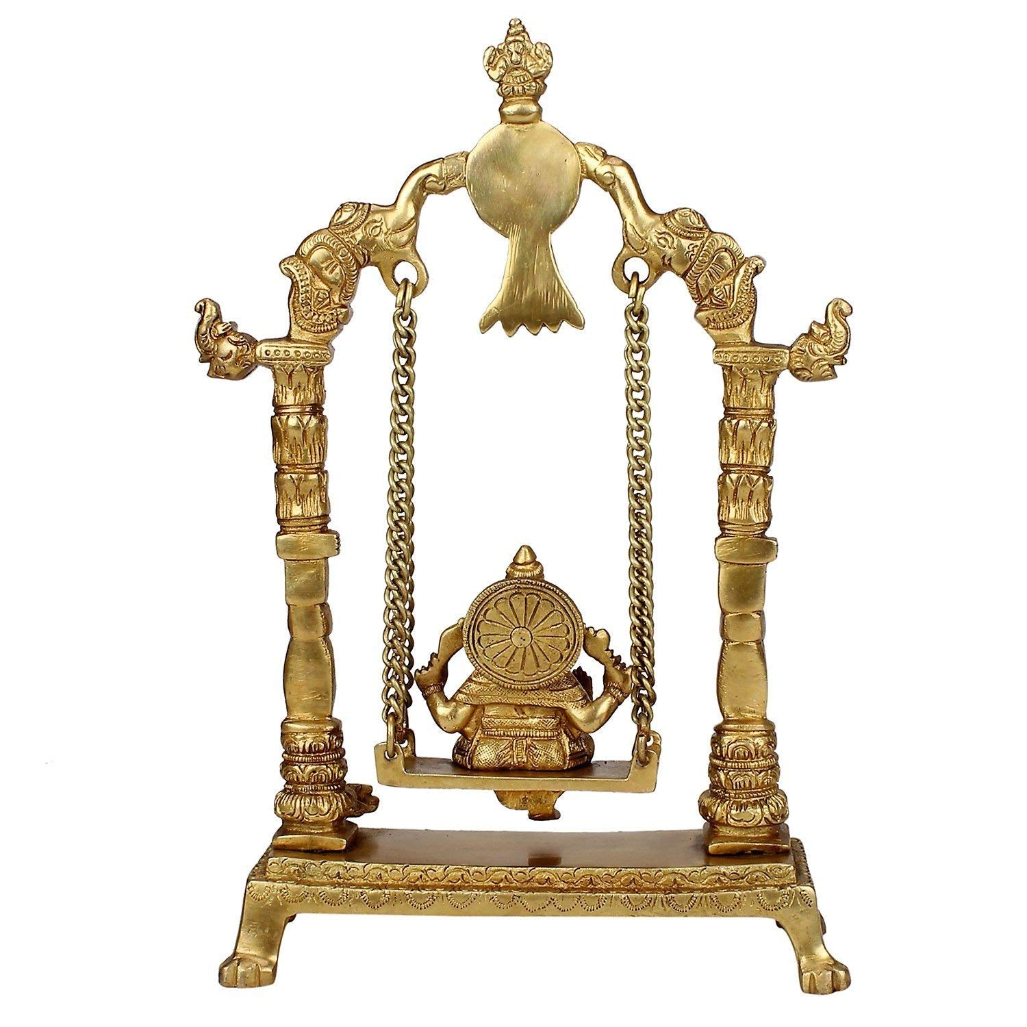 Artvarko Brass Lord Ganesha Bhagwan On Swing Brass Ganesh Idol Ganpati On Swing Jhoola Jhula For Home Dcor Office Gift