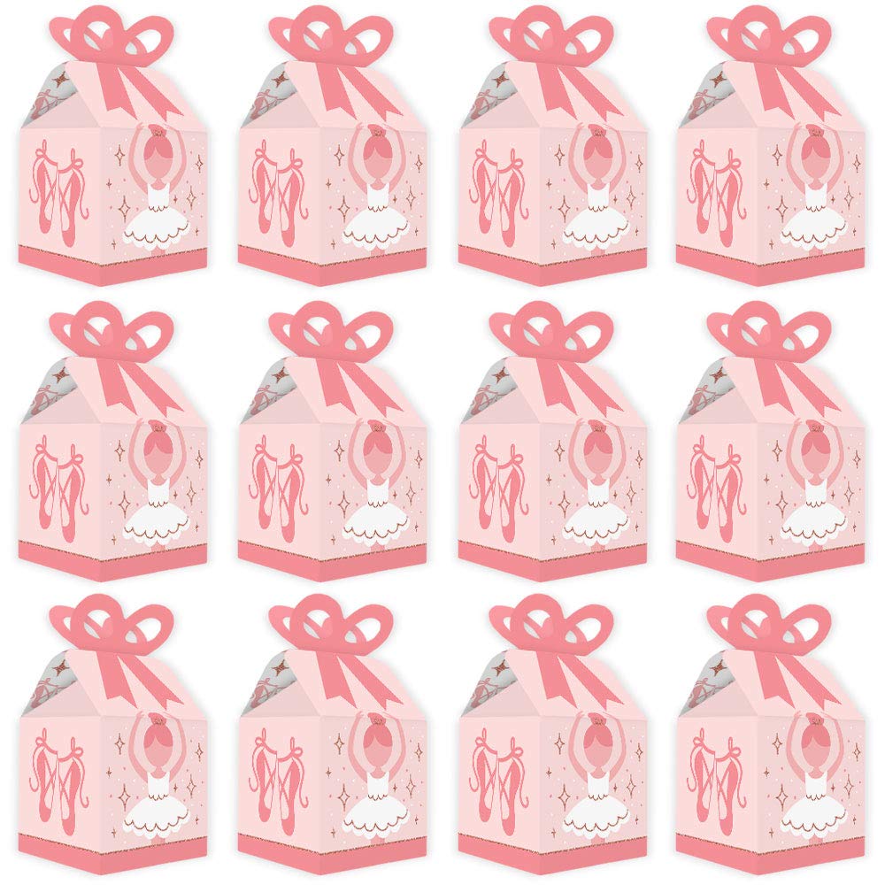 Big Dot Of Happiness Tutu Cute Ballerina - Square Favor Gift Boxes - Ballet Birthday Party Or Baby Shower Bow Boxes - Set Of 12