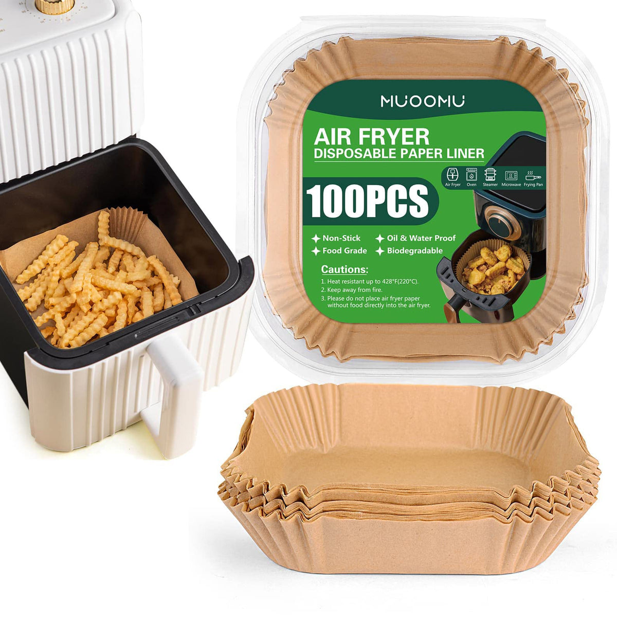 Air Fryer Disposable Paper Liners Square, Non-Stick Parchment Paper, Air Fryer Accessories, Oil Proof, Water Proof, Paper Liner