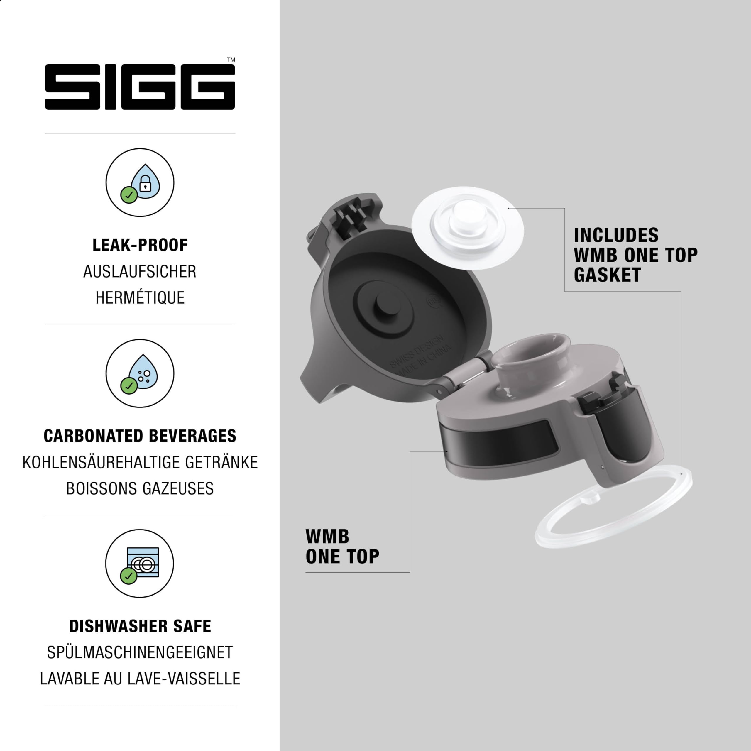 SIGG WMB ONE Top Anthracite Closure (One Size)  Replacement Spare Part for SIGG Drinking Bottle