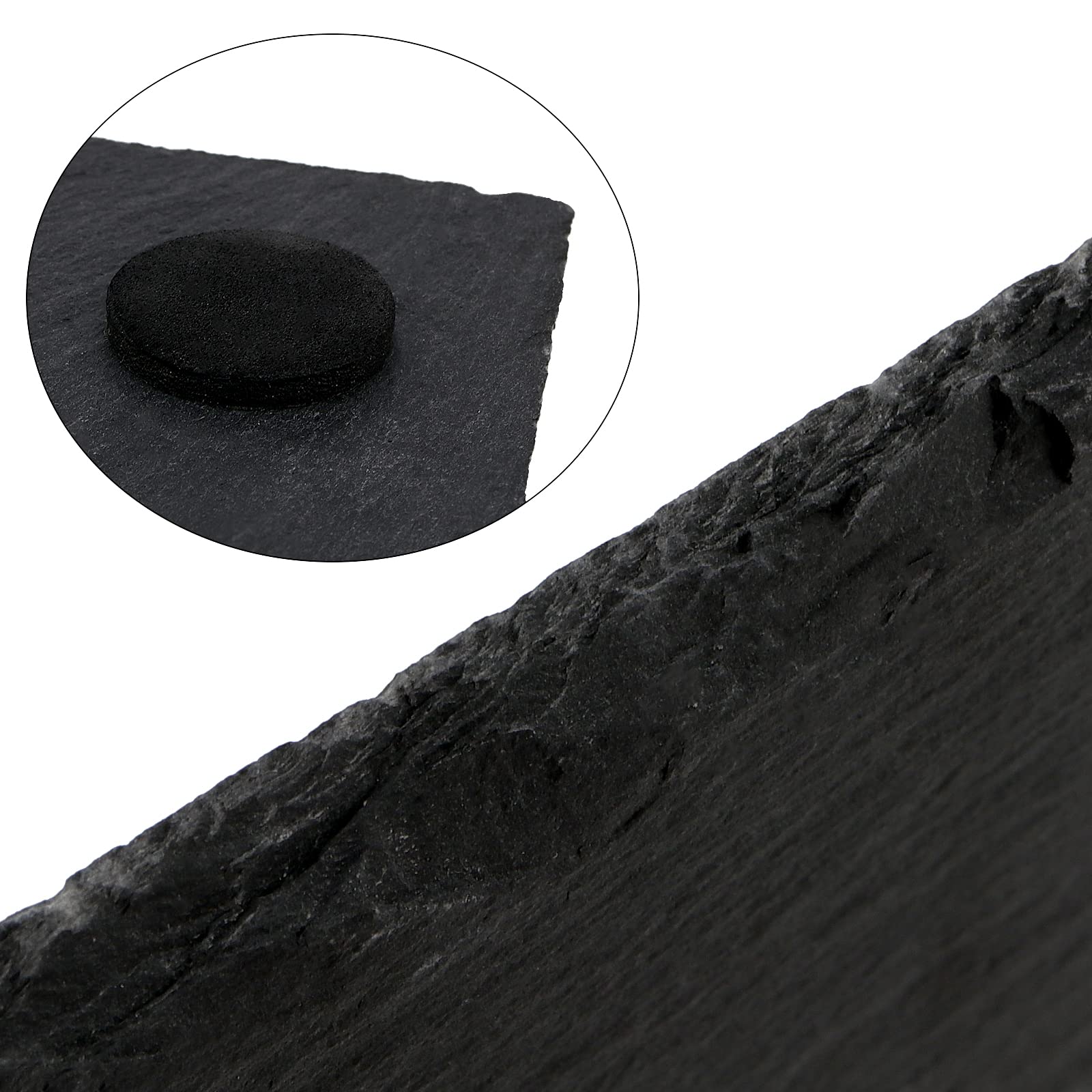 Pingeui 6 Pcs 12 X 8 Inches Black Slate Cheese Board, Rectangular Slate Stone Serving Plates With Natural Edge, Modern Slate Che