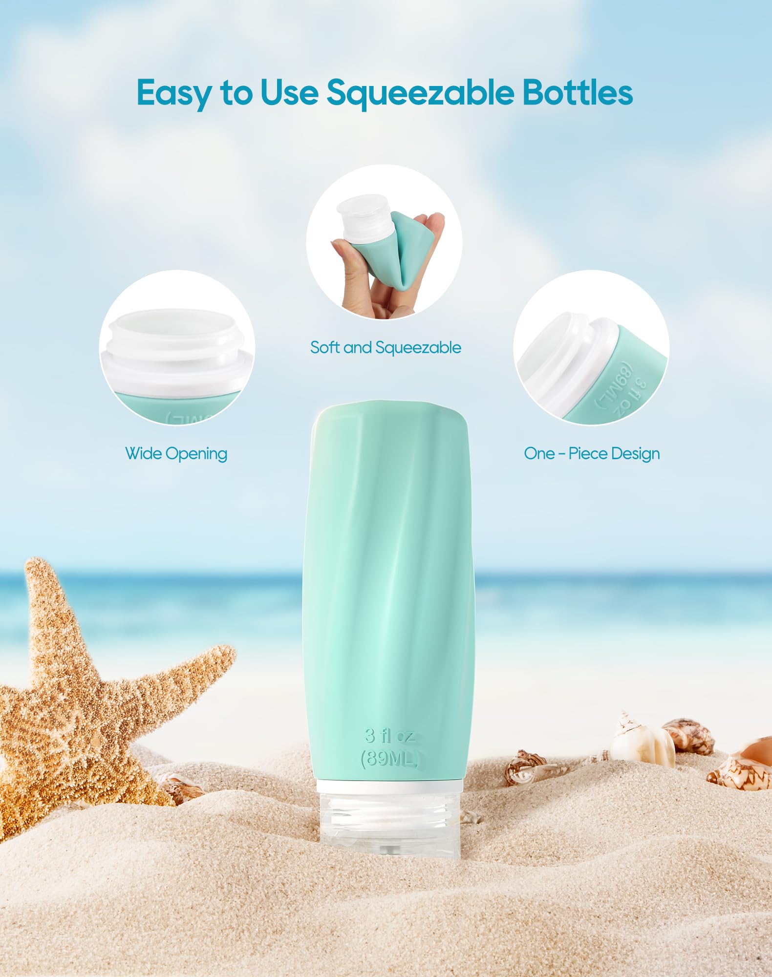 Morfone Travel Bottles for Toiletries  3oz Tsa Approved Travel Size Containers Leak Proof BPA Free Squeezable Travel Accessories Refillable for Shampoo Conditioner Lotion Liquids(4Pack)