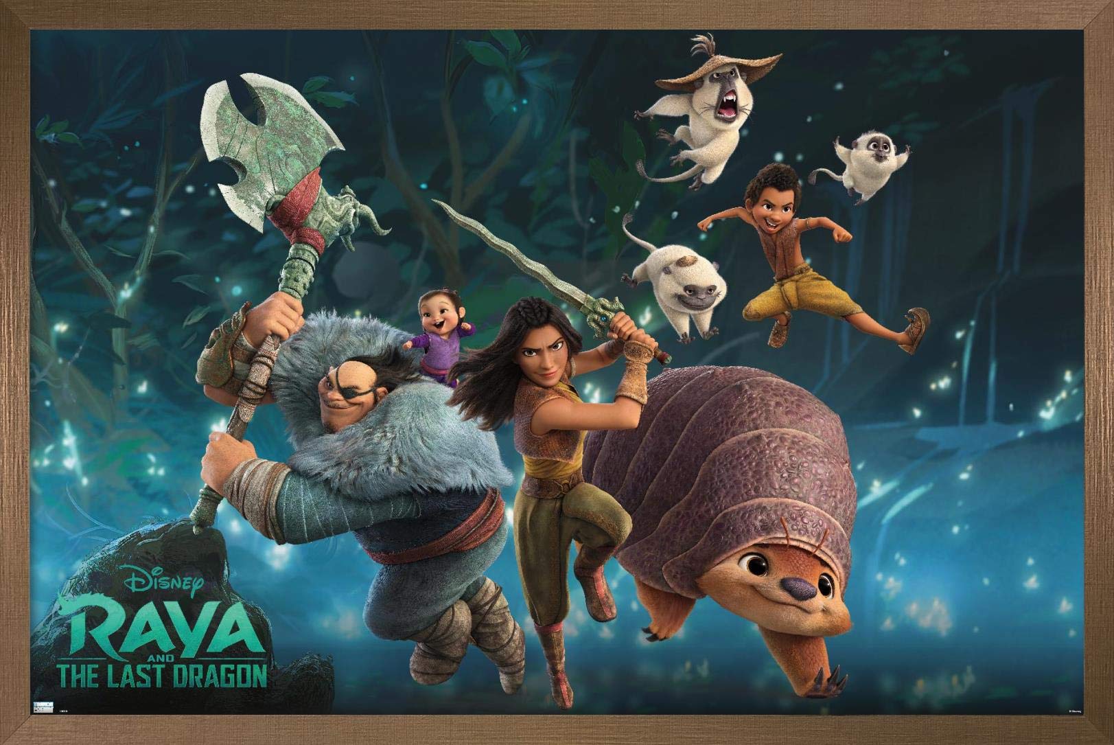 Trends International Disney Raya And The Last Dragon-Group Wall Poster, 14.725 In X 22.375 In, Bronze Framed Version