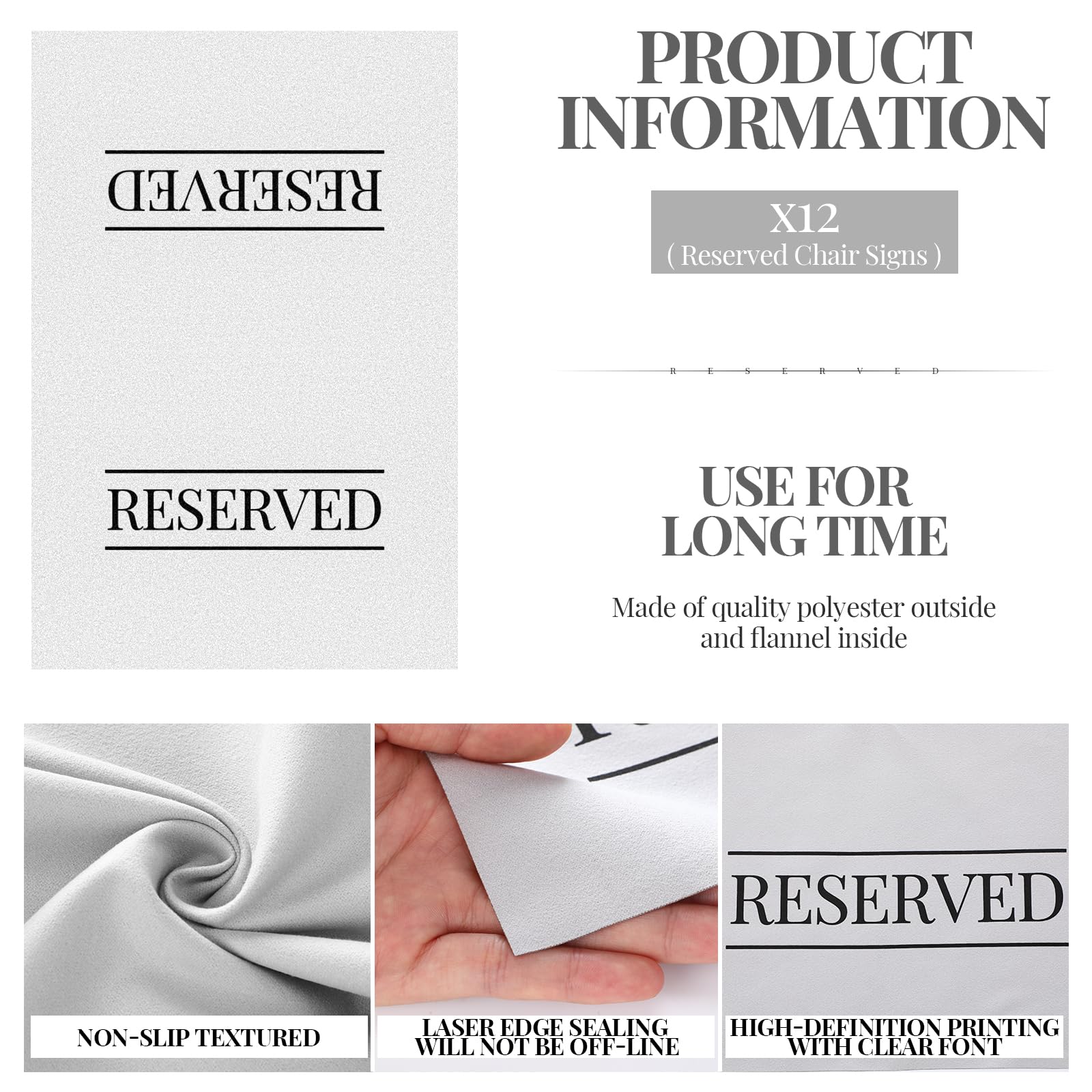Buryeah Reserved Chair Signs Church Pew Reserved Sign Seating Placeholder with Printed Words for Weddings Parties Celebrations R