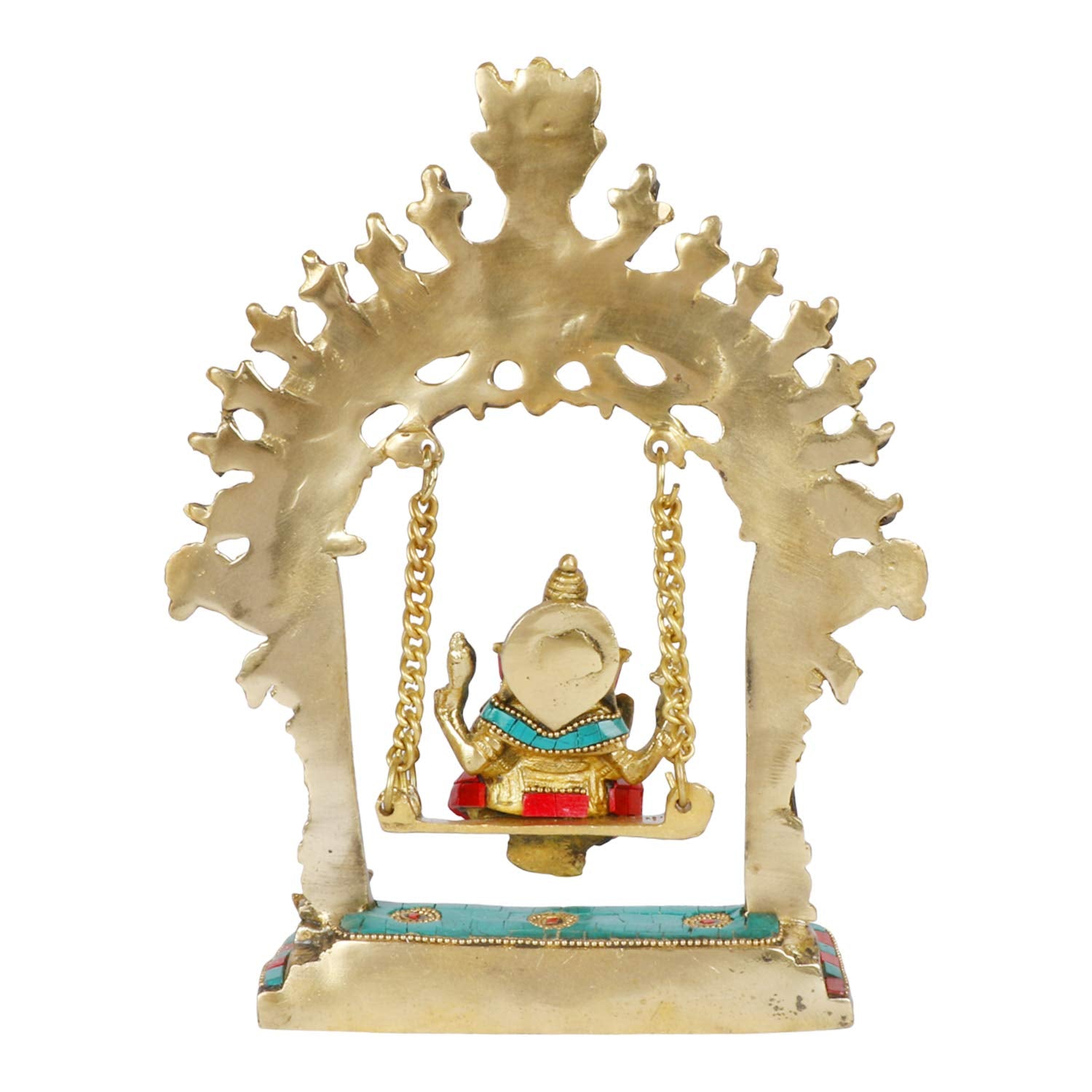 Kartique Brass Ganesh Bhagwan Statue Jhula With Kirtimukha Idol Ganesha Swing Ganpati Bappa Jhoola Murti For Home House Warming