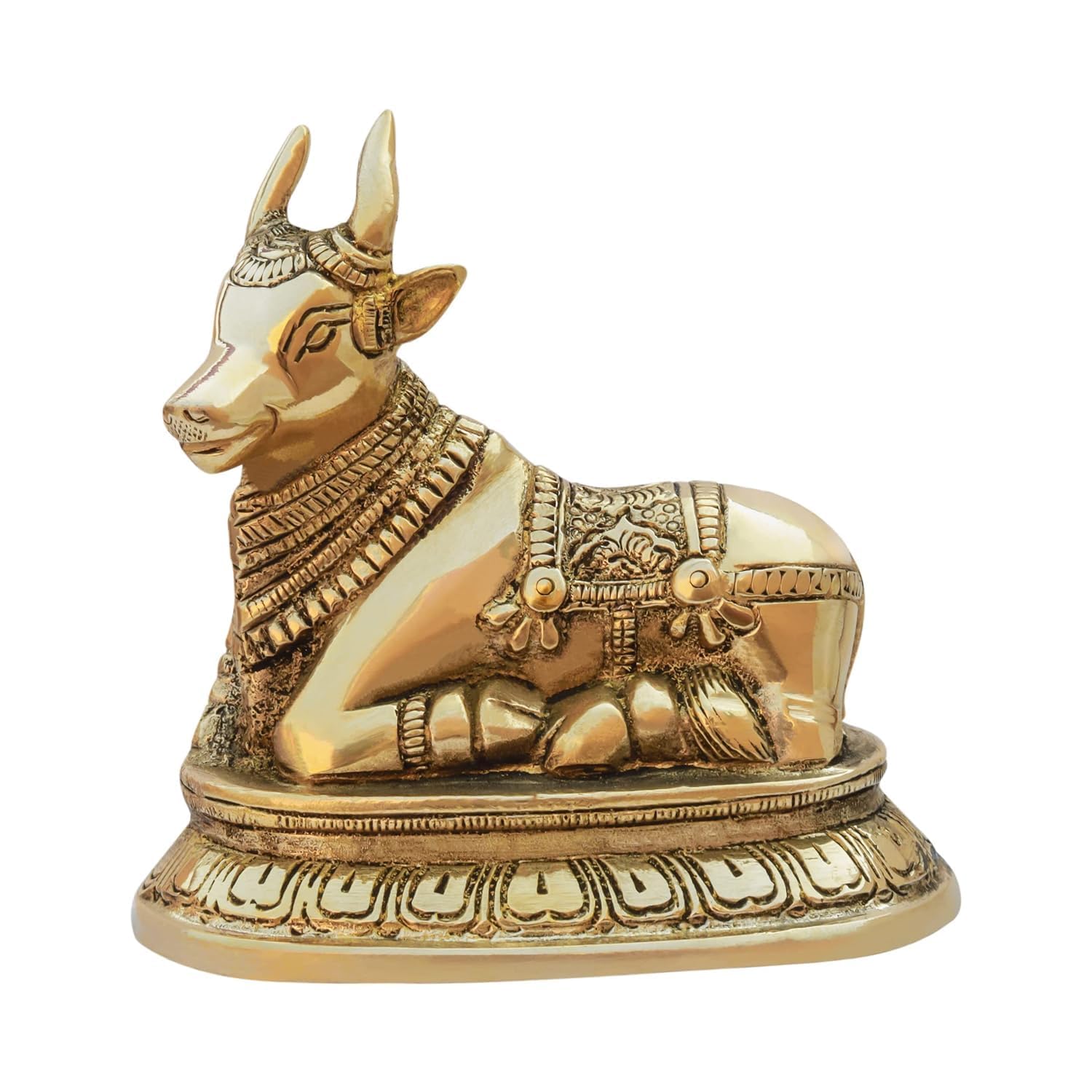 Brongs Brass Nandi Statue | Height - 11 Cm Aprrox. | Weight - 810 Gram Approx | Vastu Idol For Home And Office | Zonal Placement