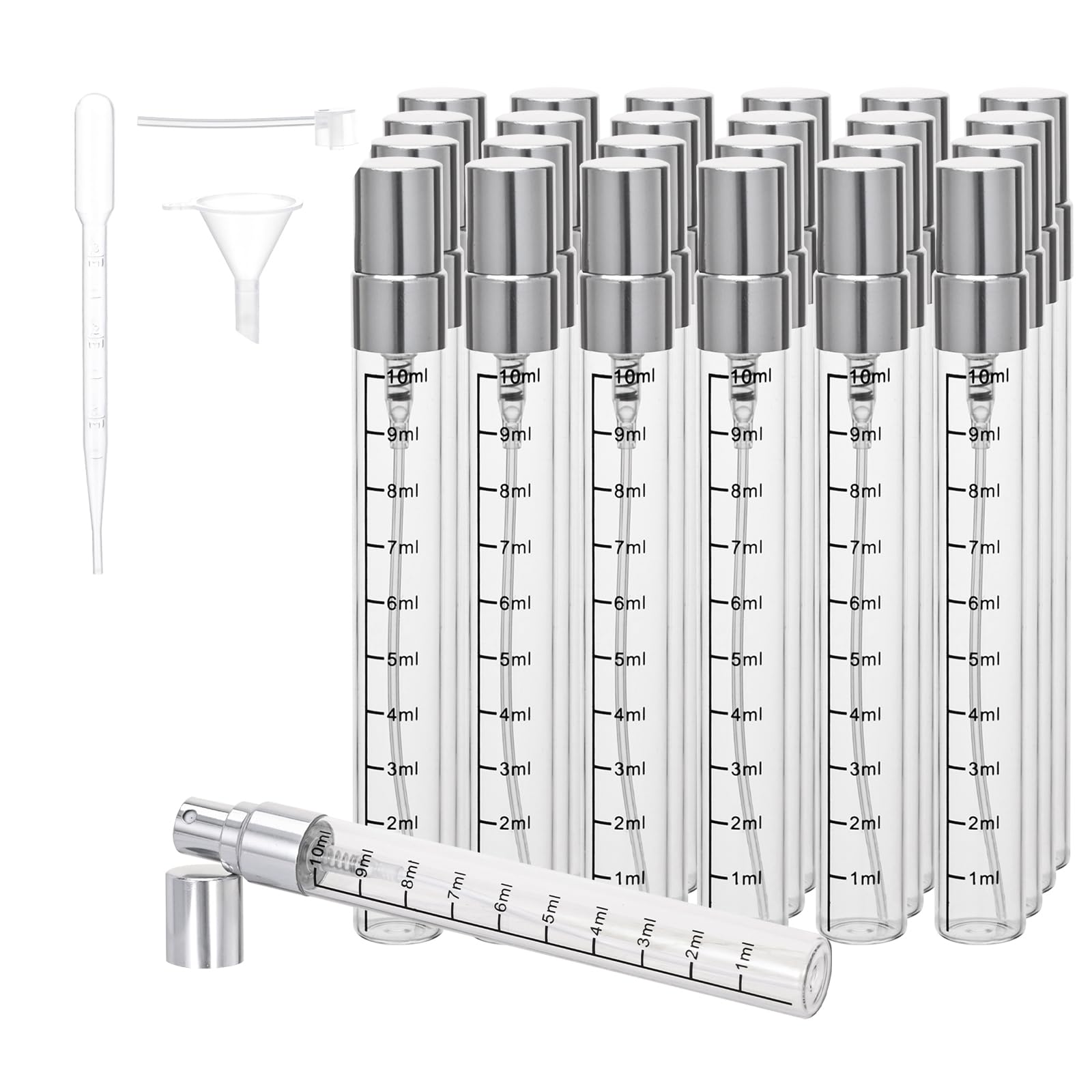 Beomeen 24Pcs 10Ml Clear Glass Perfume Travel Refillable Spray Bottles, Mini Perfume Bottle Empty, Portable Cologne Atomizer Spr