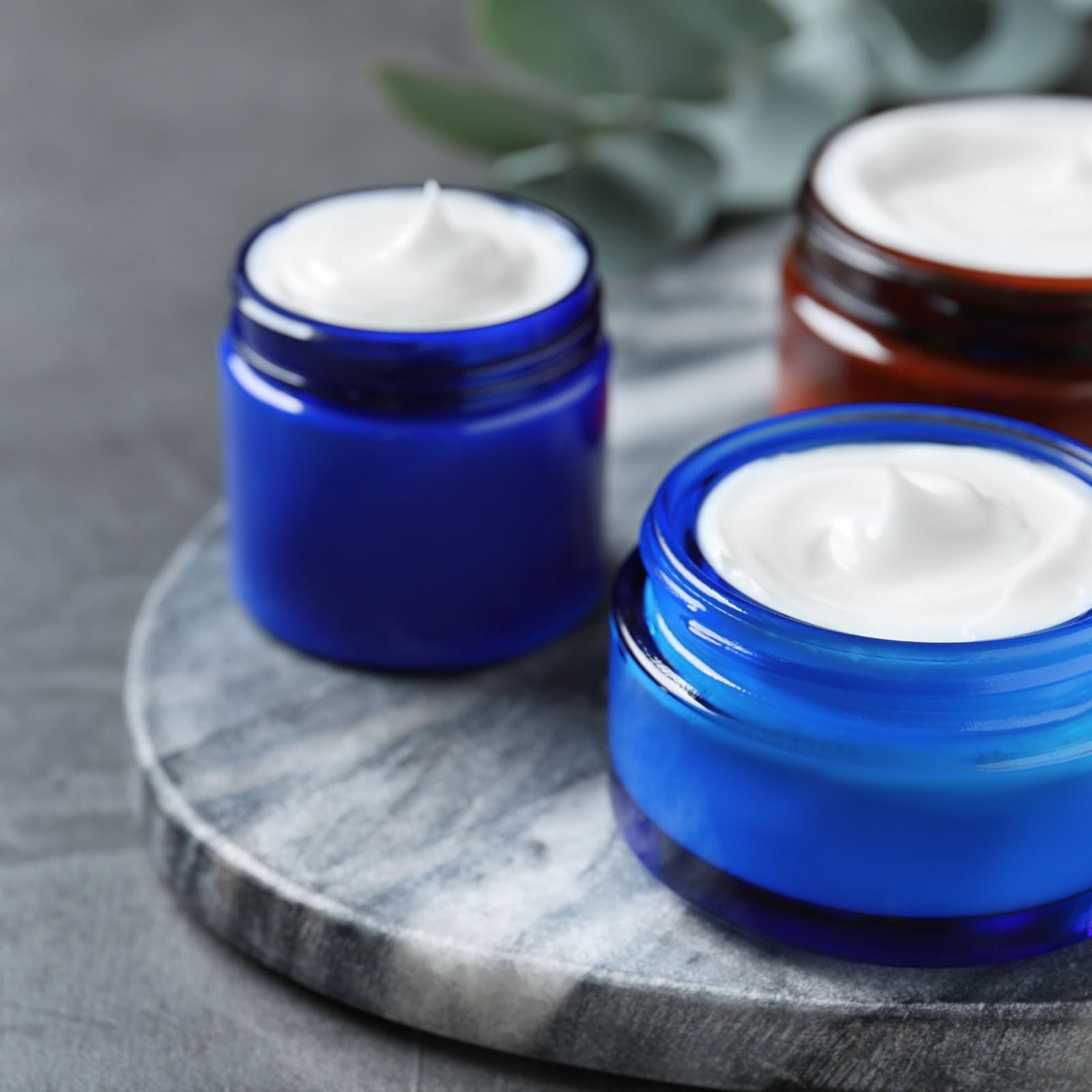 Lil Ray 2 Oz Glass Cream Jars With Black Lid (12 Pcs) Empty Cobalt Blue Glass Containers Refillable Cosmetic Vials For Lotion, O