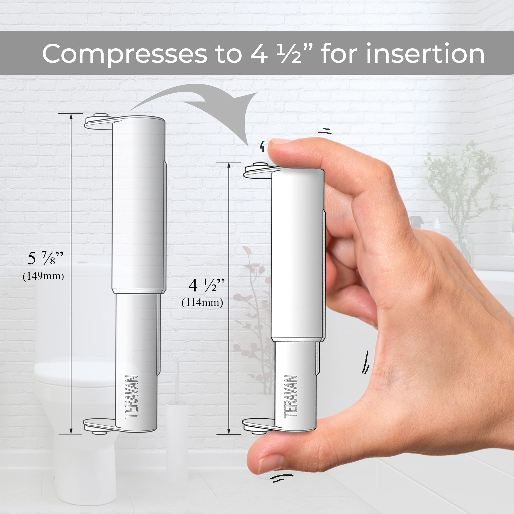 Teravan Standard Extender For Extra Large Toilet Paper Rolls | Extend The Size Of Your Tissue Paper Roll Holders | Easy Installa