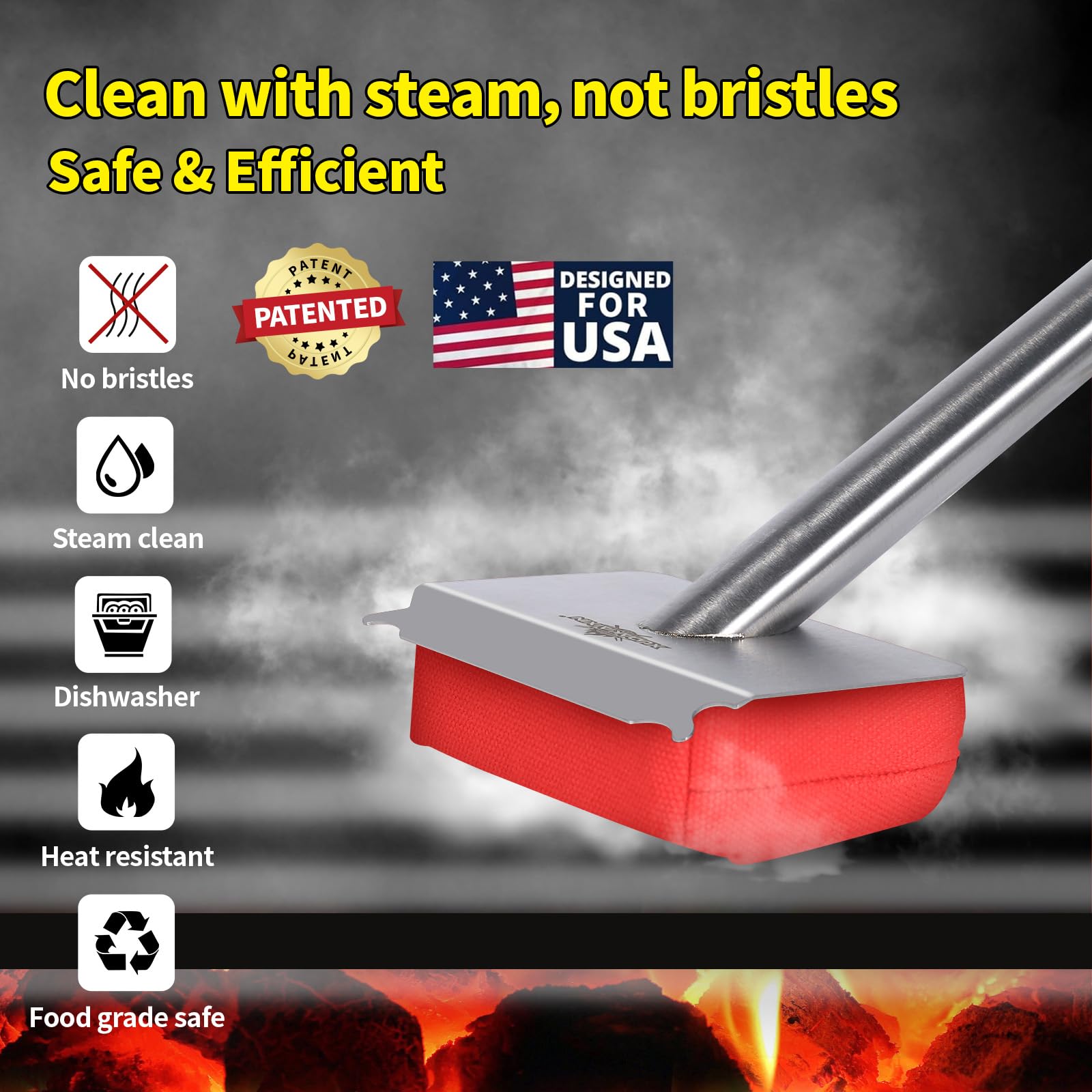 Xudakaixin Grill Brush Bristle Free,Water-Activated Steam Effectively Cleans The Grill.Unique Aramid Fiber Twill Pad For Cast Ir