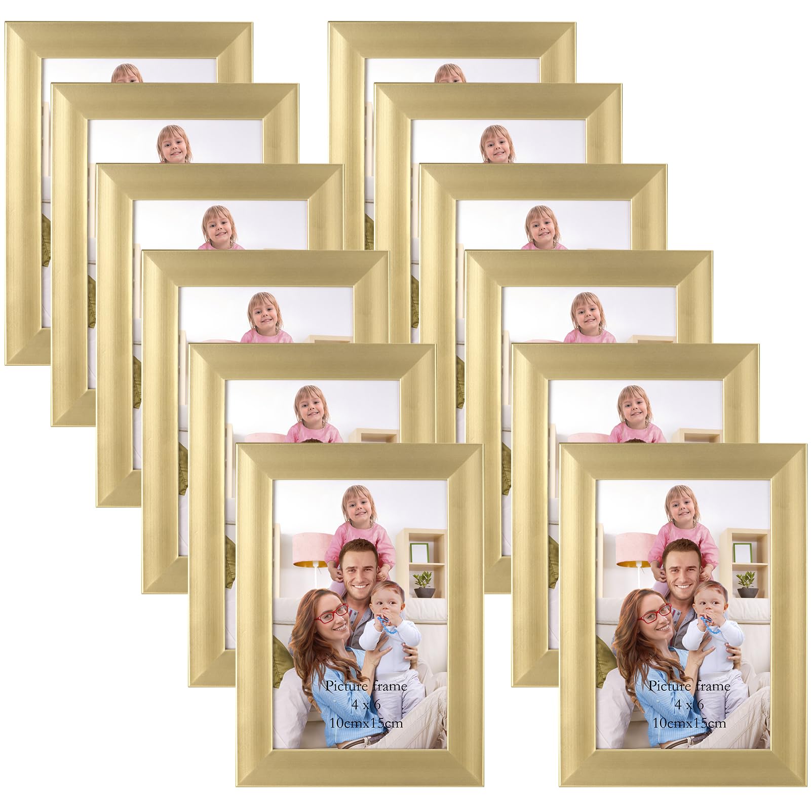 Giftgarden 4x6 Picture Frame Gold Set of 12, Multi Modern 4 x 6 Frames Bulk for Wall or Tabletop Display