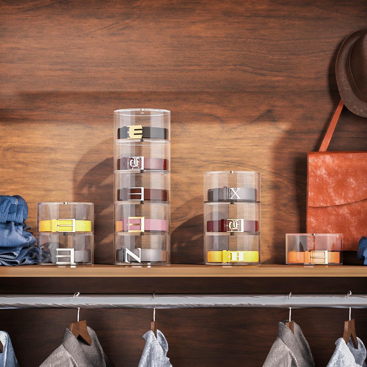 NIUBEE Belt Organizer  Acrylic 8 Layers Belt Case Storage Holder and Display for Accessories like Jewelry Watch Bracelets