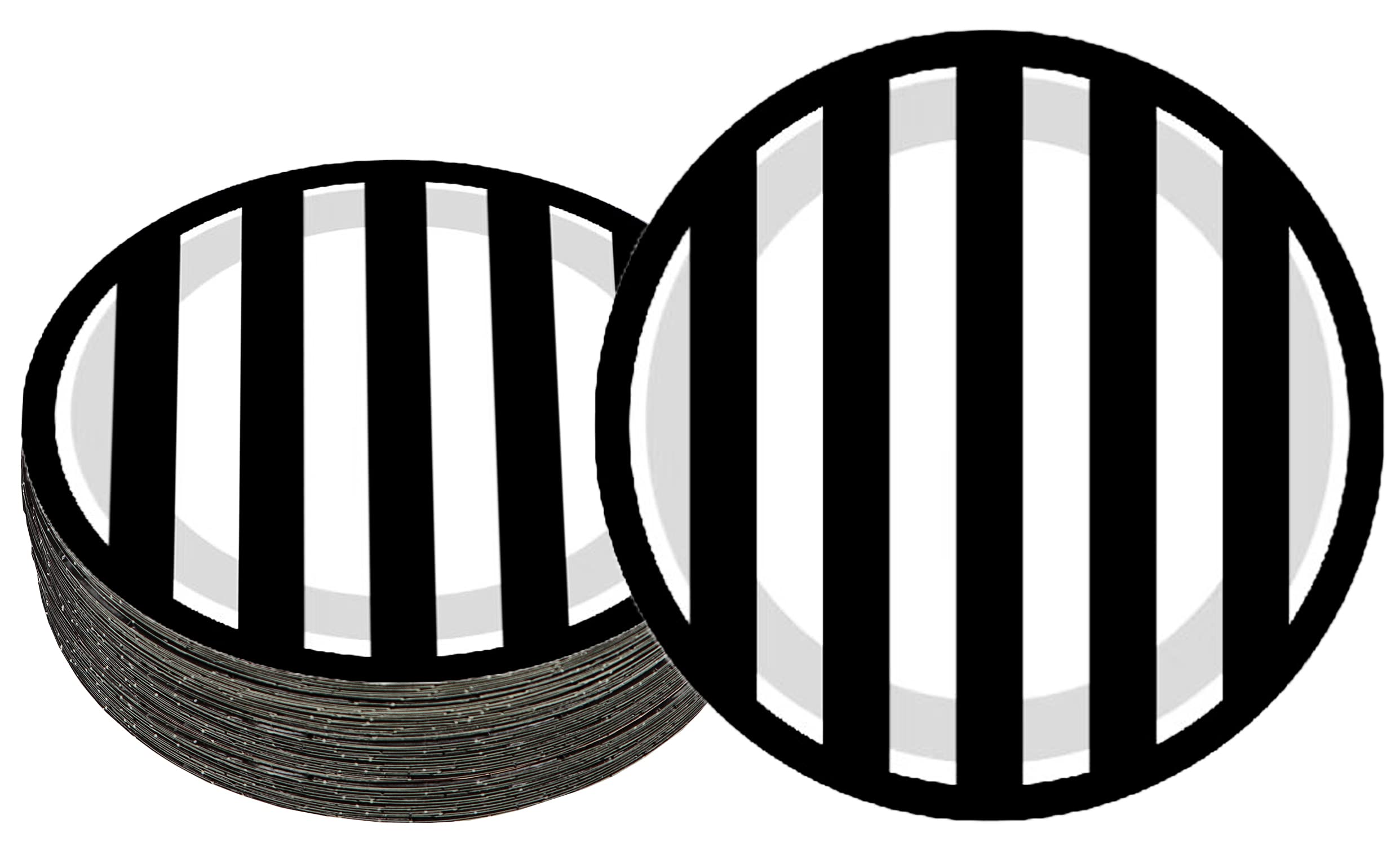 Hspaidyp 40 Pcs Black And White Party Supplies Black And White Striped Plates 7'' Black Striped Dessert Paper Plates Black And W