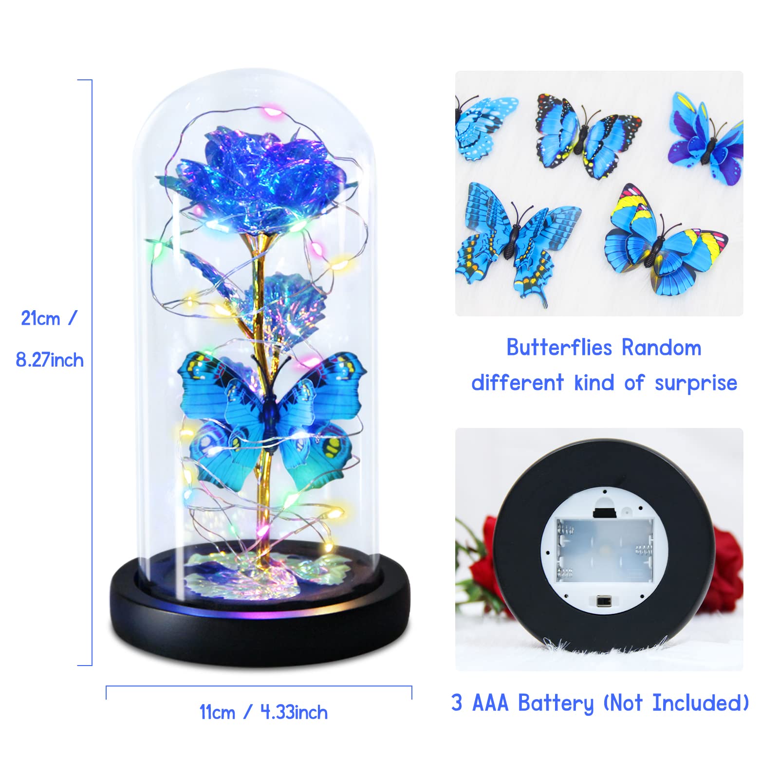 Colorful Artificial Flower Rose Gift, Beauty And The Beast Gifts For Girls' Women, Christmas, Wedding,Valentines Day, Anniversar