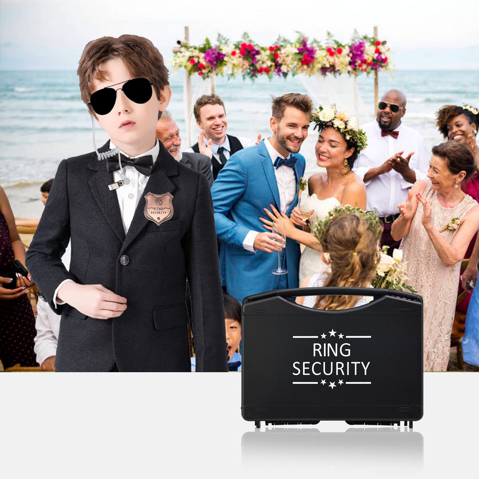 Newbyst Ring Bearer Security Wedding - Ring Box Gifts for Wedding Security, Kids Toy Badge Include 1PCS Sunglass, 1PCS Acoustic