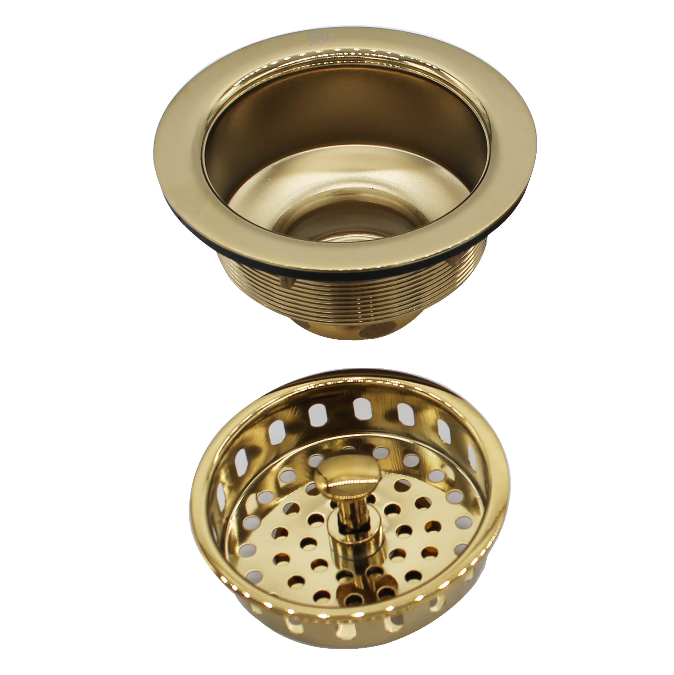 Westbrass D214-01 3-1/2'' Post Style Large Kitchen Sink Basket Strainer, 1-Pack, Polished Brass