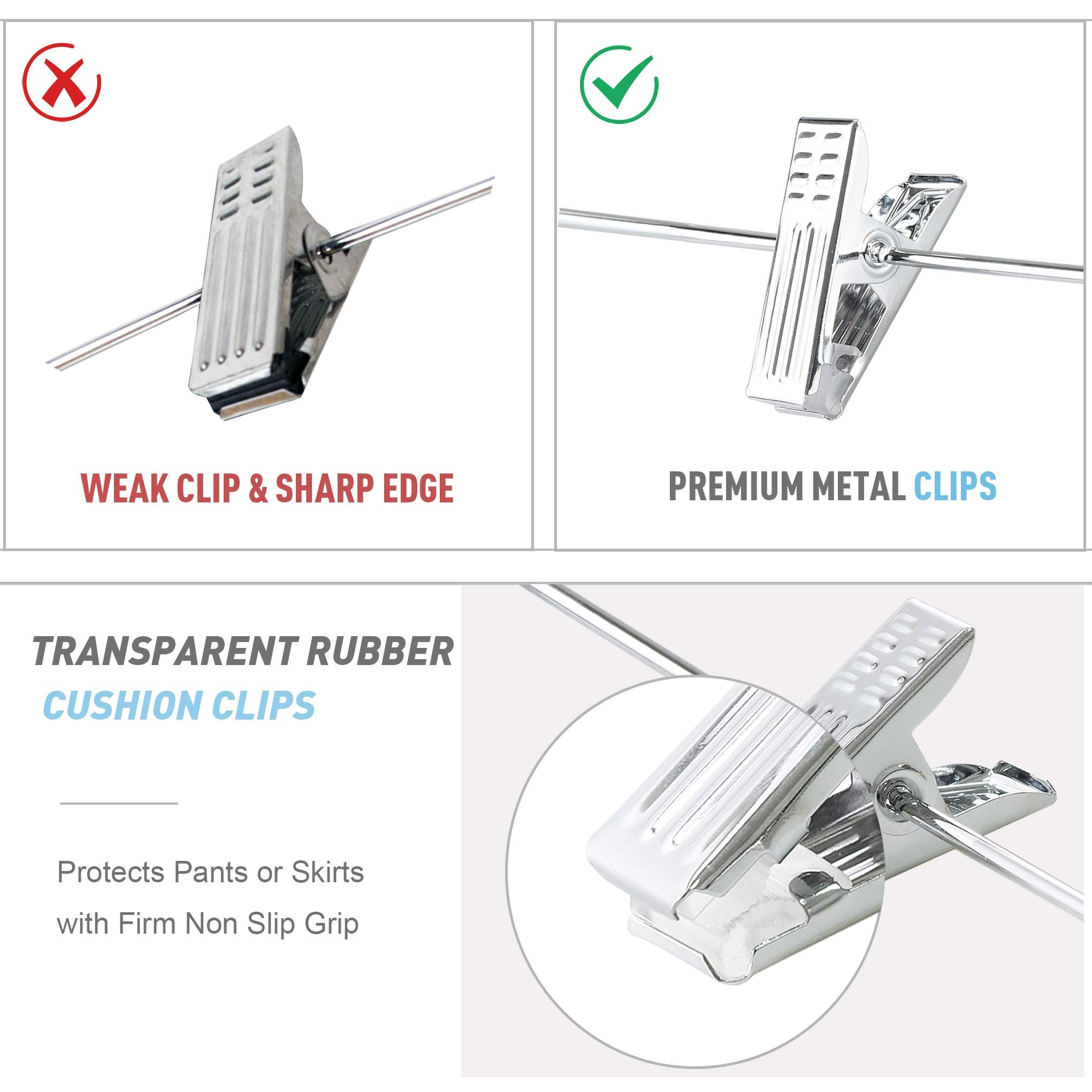 Topia Hanger Wooden Suit Hangers With Adjustable Metal Clips (10 Pack), Solid Wood Clothes Hangers, 360 Swivel Hook, Premium Pan