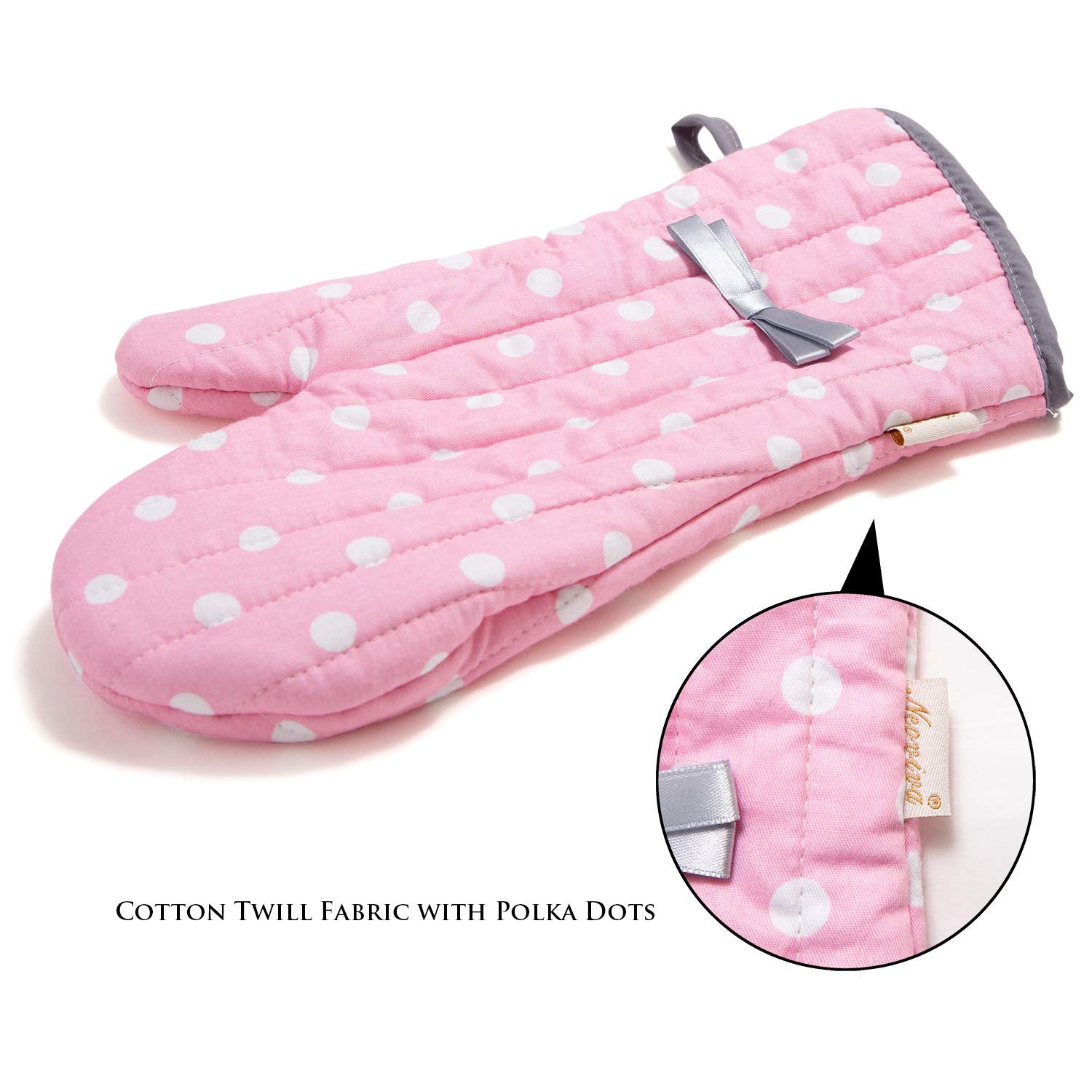 Neoviva Kitchen Oven Mitts For Adults, Heat Resistant Cotton Oven Gloves Set Of 2 For Cooking Baking, Kitchen Gloves For Farmhou