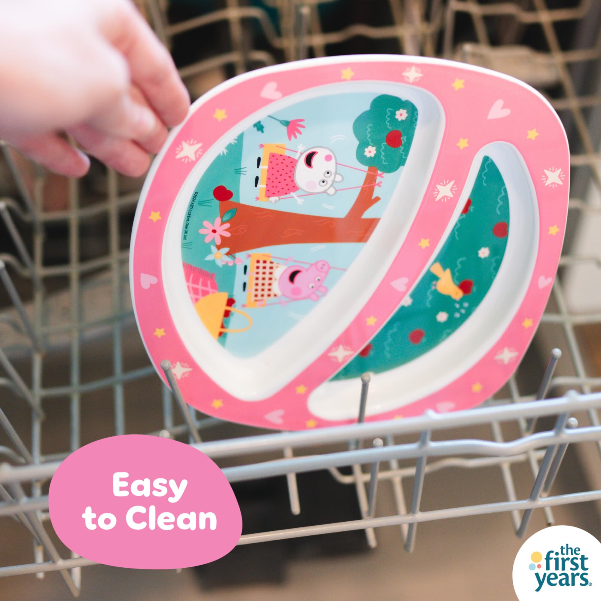 The First Years Peppa Pig Toddler Dinnerware Set - Includes Toddler Plate, Divided Bowl, and Toddler Utensils - Dishwasher Safe