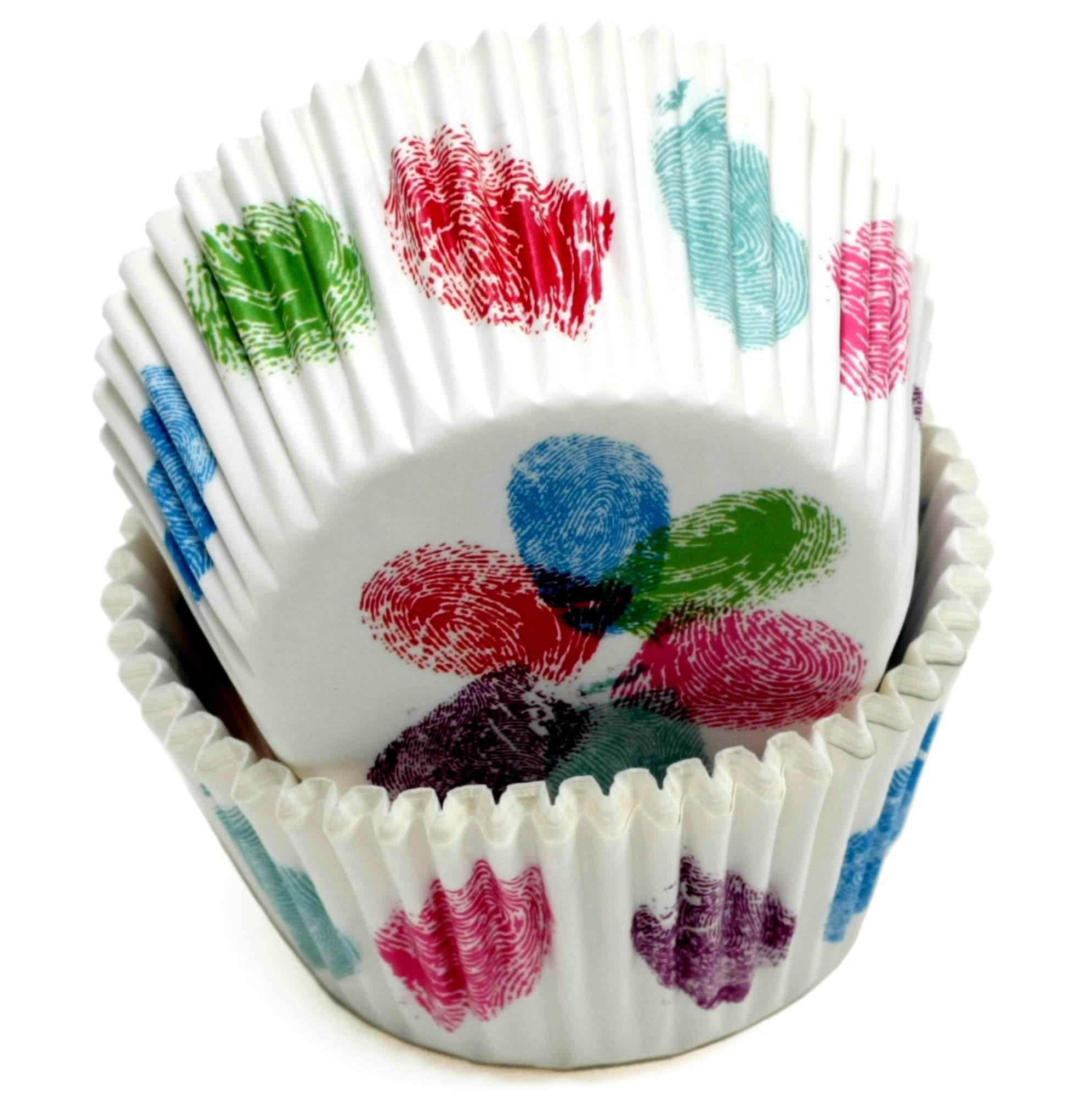Chef Craft Paper Patterned Cupcake Liners, 50 Count, Redpinkbluegreenpurple