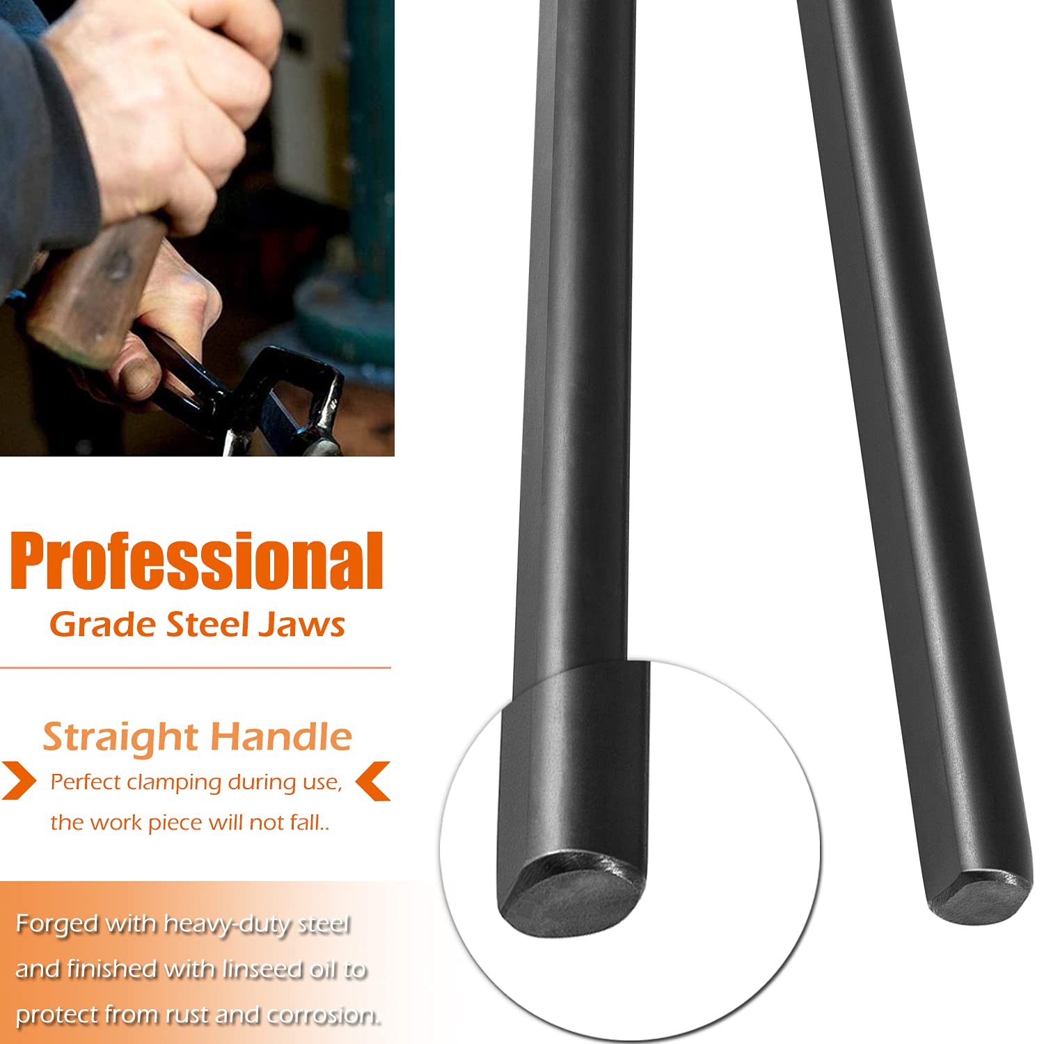 16'' Z V-Bit Style Blacksmith Tongs Knifemaking Bladesmith Blacksmithing Tongs Tools Z Type Tongs With V-Bit Jaws Blacksmith For