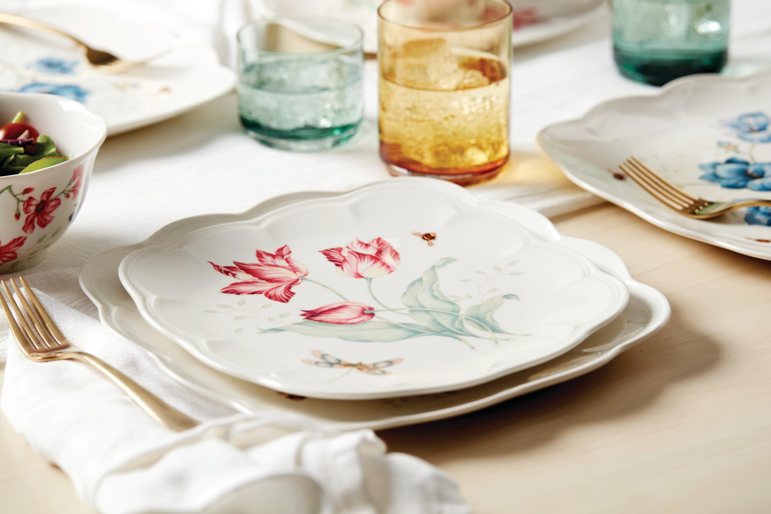 Lenox Butterfly Meadow Square 4Pc Accent Plates, 4 Count, Multi