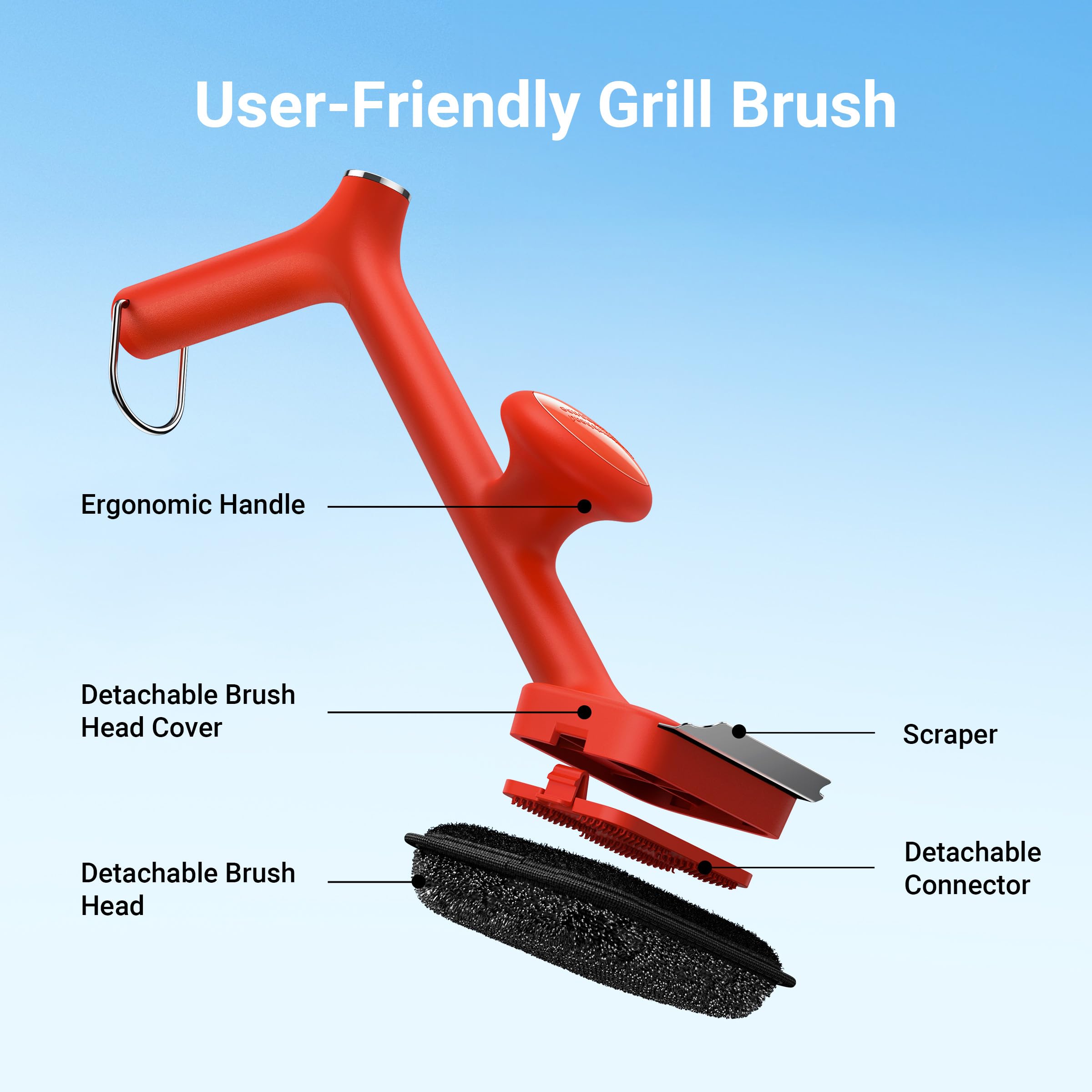 Thermomaven Bq03 Grill Brush Replaceable Cleaning Head, Safe Bristle-Free Bbq Cleaning Tool, Barbecue Grill Cleaner, 6 Pcs Refil