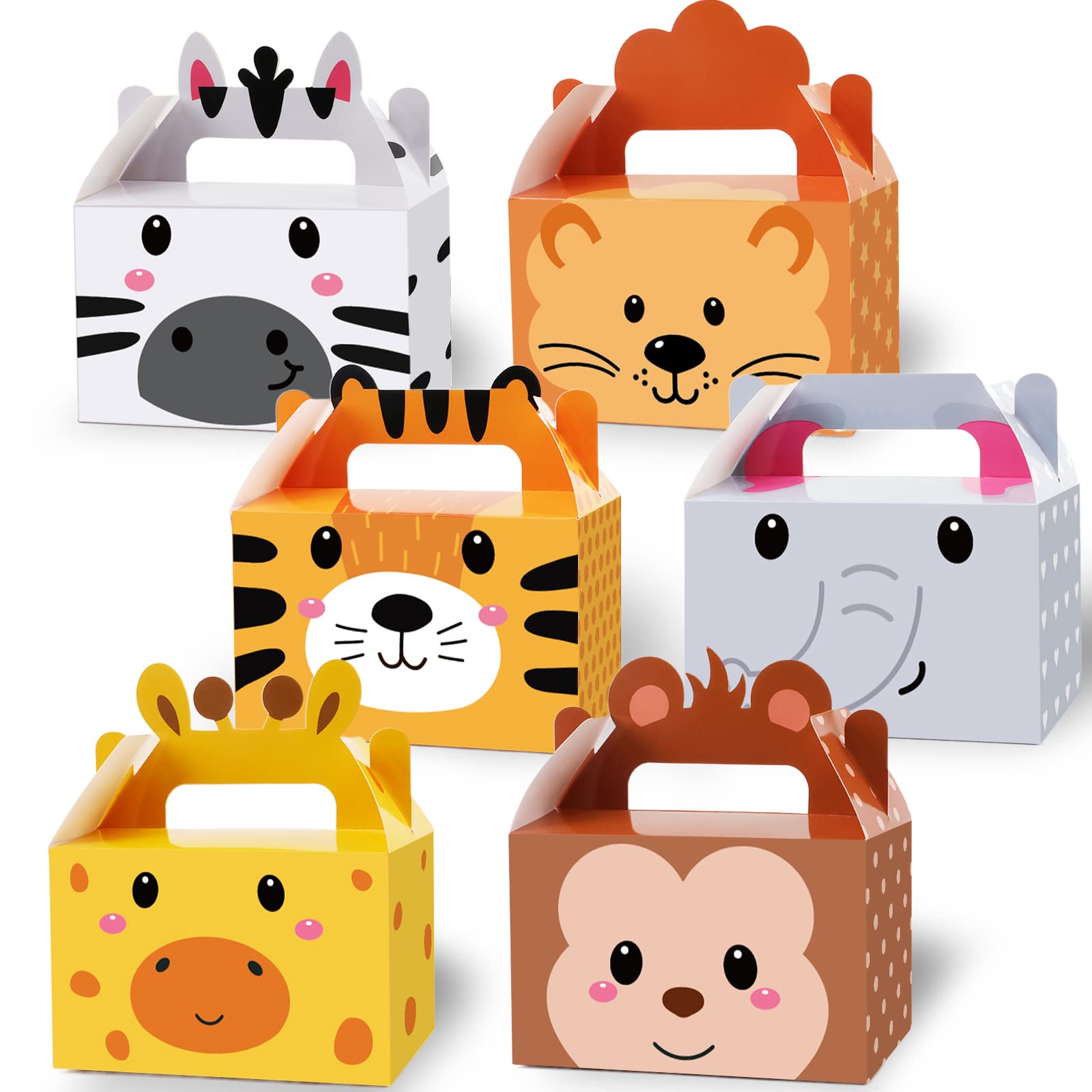 12 Pack Jungle Safari Animals Party Favor Boxes Zoo Animals Theme Happy Birthday Goodies Treat Boxes Jungle Safari Party Candy G