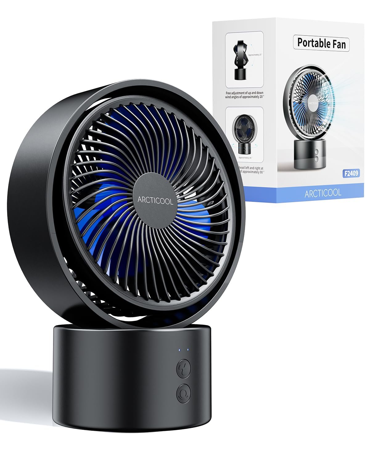 Arcticool Small Table Fan, 5.5 Inch Cordless Desk Fan With 90 Auto Oscillation, Rechargeable Usb Fan Battery Powered Quiet With 