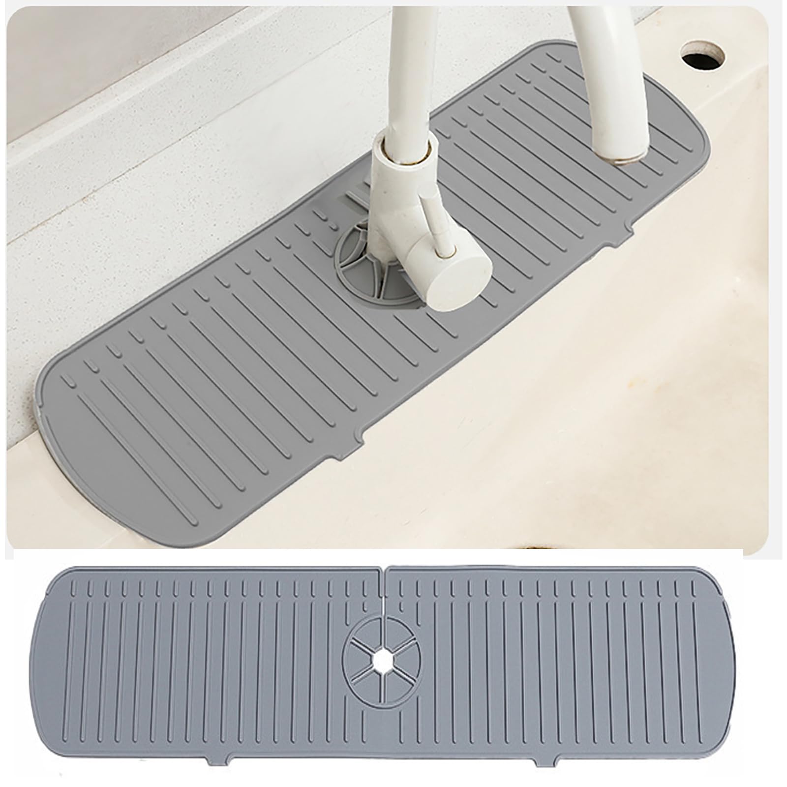 24Inch Kitchen Sink Splash Guard Sink Faucet Mat Splash Guard Large Size Handle Drip Catcher Tray Mat Sponge Holder For Kitchen