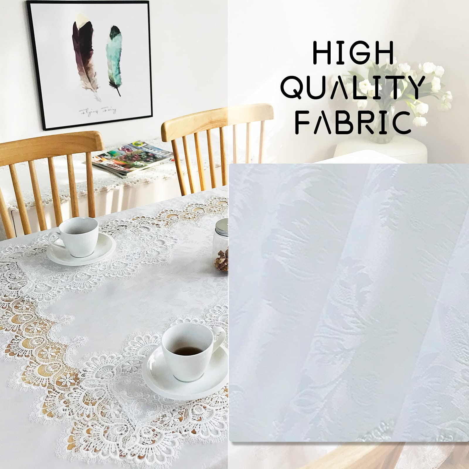 Breksdat Round Tablecloth White Lace 70 For Wedding Dining Tables Banquet Holiday Party Washable Fabric Carnation Flower Decor