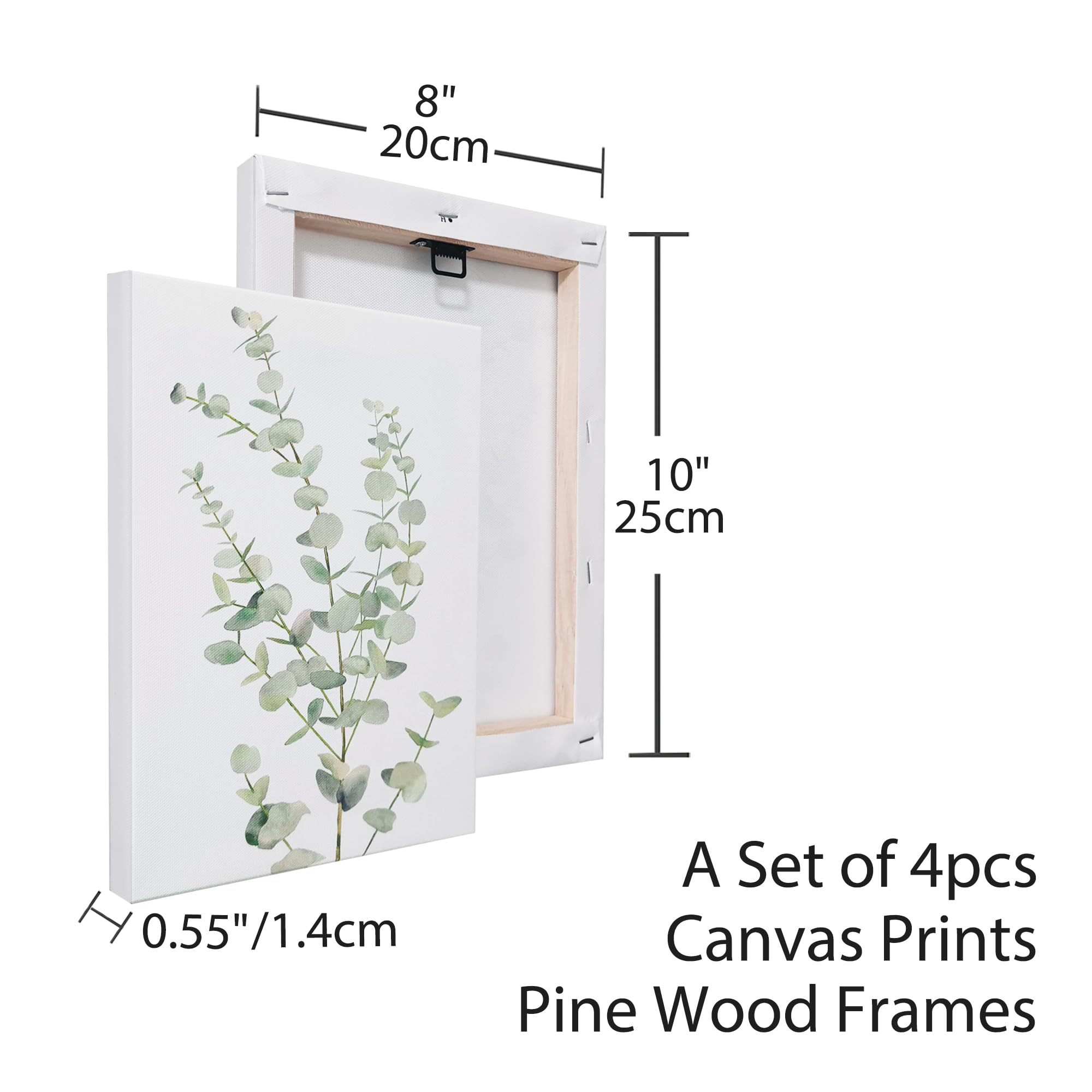 Erctoo Botanical Plant Canvas Wall Art, Framed Boho Wall Decor For Bathroom, Minimalist Aesthetic Bedroom Wall Art, Sage Green E