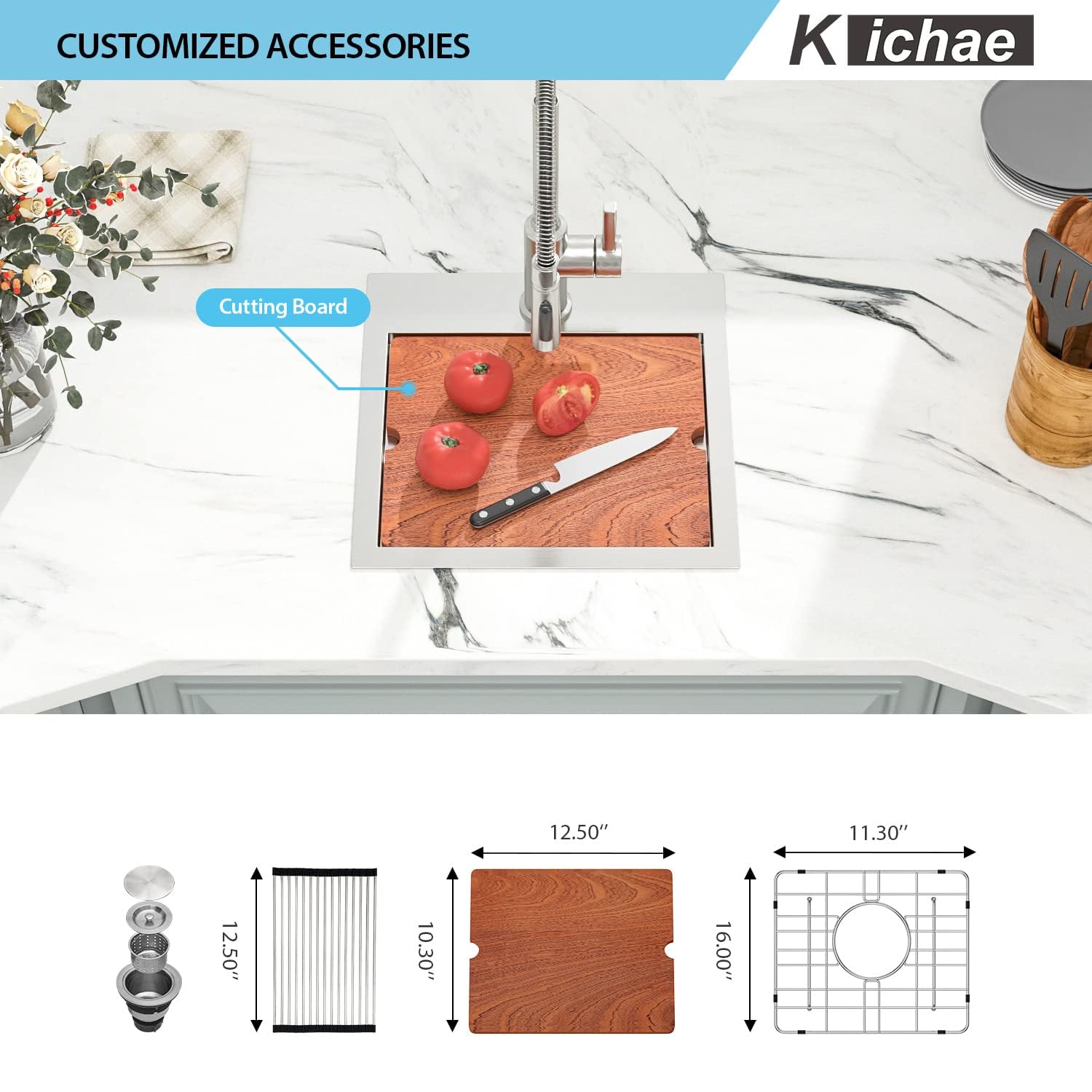 Kichae Drop In Kitchen Sink Bar Sink- 15X15 Drop Kitchen Sink Topmount Stainless Steel Single Bowl Ledge Workstation Bar Prep Si