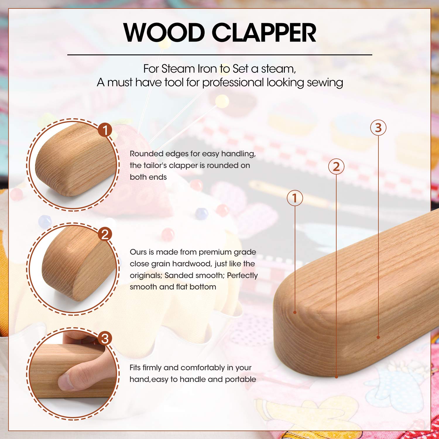 Mardili Hard Wood Tailors Clapper For Steam Iron To Set A Steam