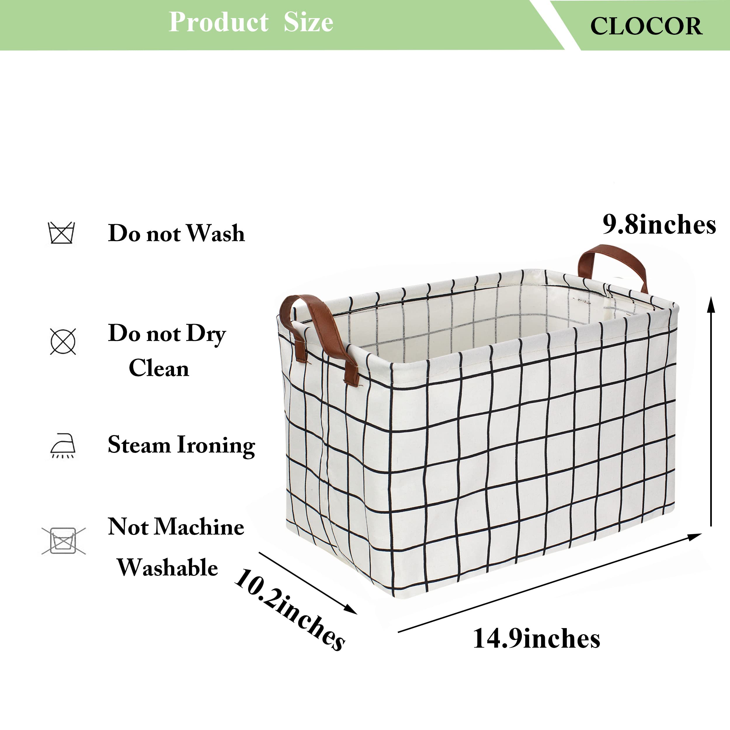 CLOCOR Rectangular Storage Basket, Collapsible Cute Pattern Storage Bin, Waterproof Coating Storage Box with Handles for Home Or
