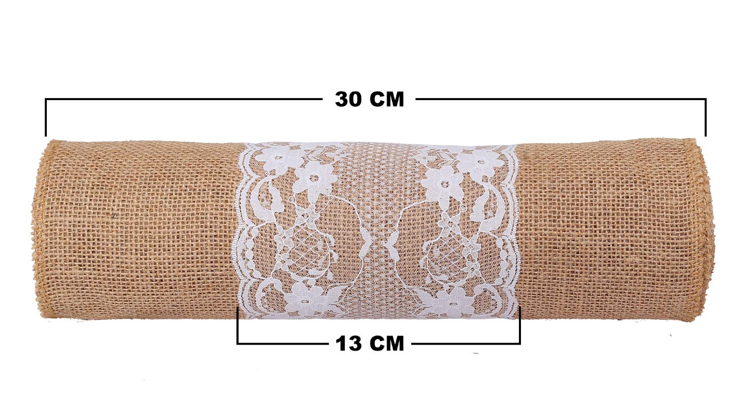 Mds Pack Of 5 Wedding 12 X 108 Inch Vintage Lace Burlap Table Runner, Rustic Farmhouse Jute Country Vintage Jute Burlap Roll For