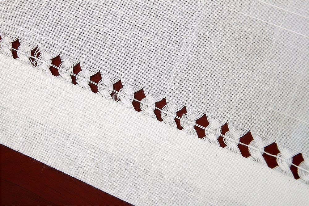 Grelucgo Handmade Hemstitched Natural Rectangle White Lace Table Runners (14X48 Inch)