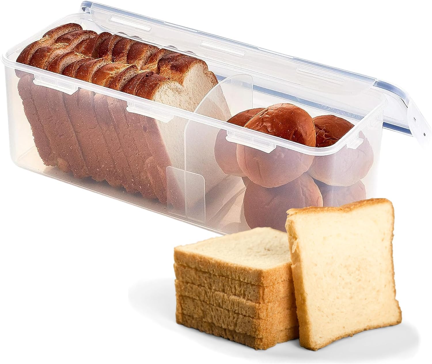 LOCK & LOCK Easy Essentials Food Storage lids/Airtight containers, BPA Free, Bread Box21.1 Cup, Clear